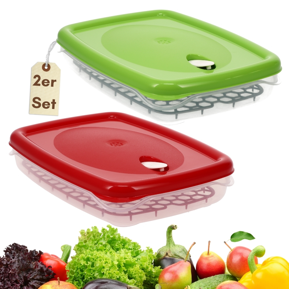 Of Fresh-keeping Cans With Lid, Drip Grid, Kitchen, Steam Valve, Storage Cans, Plastic, Airtight, Freezer Cans, 2.5 L