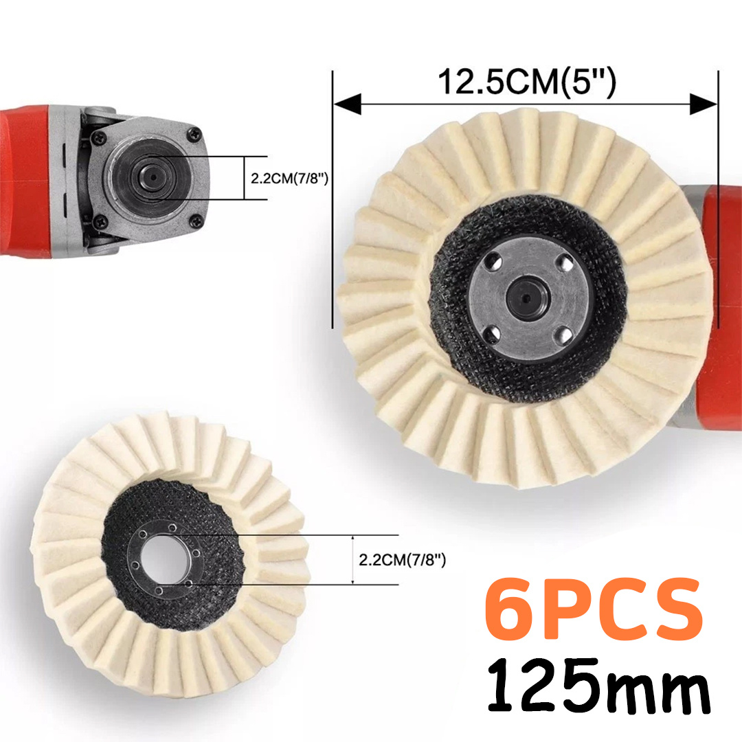6pcs 5" Wool Flap Polishing Wheels for Angle Grinder