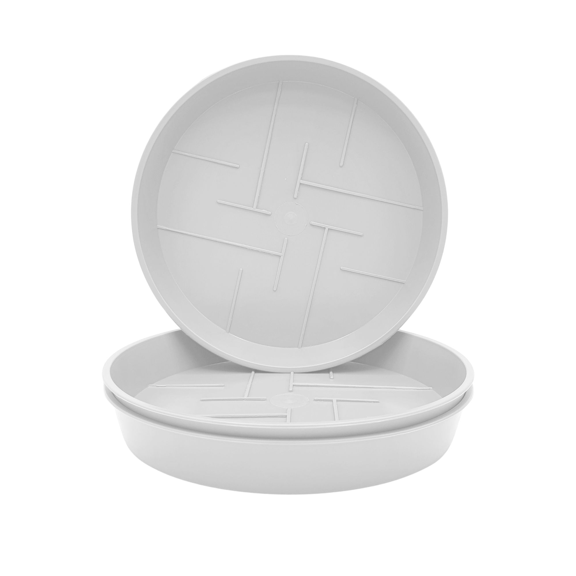Image of 3-piece Set Round Flower Pot Saucers – , White, Sturdy & Easy To Clean, Weather-resistant For Indoor & Outdoor Use, Sizes 12–45 Cm, Perfect For Plant Care, Protects Against Moisture And Dirt
