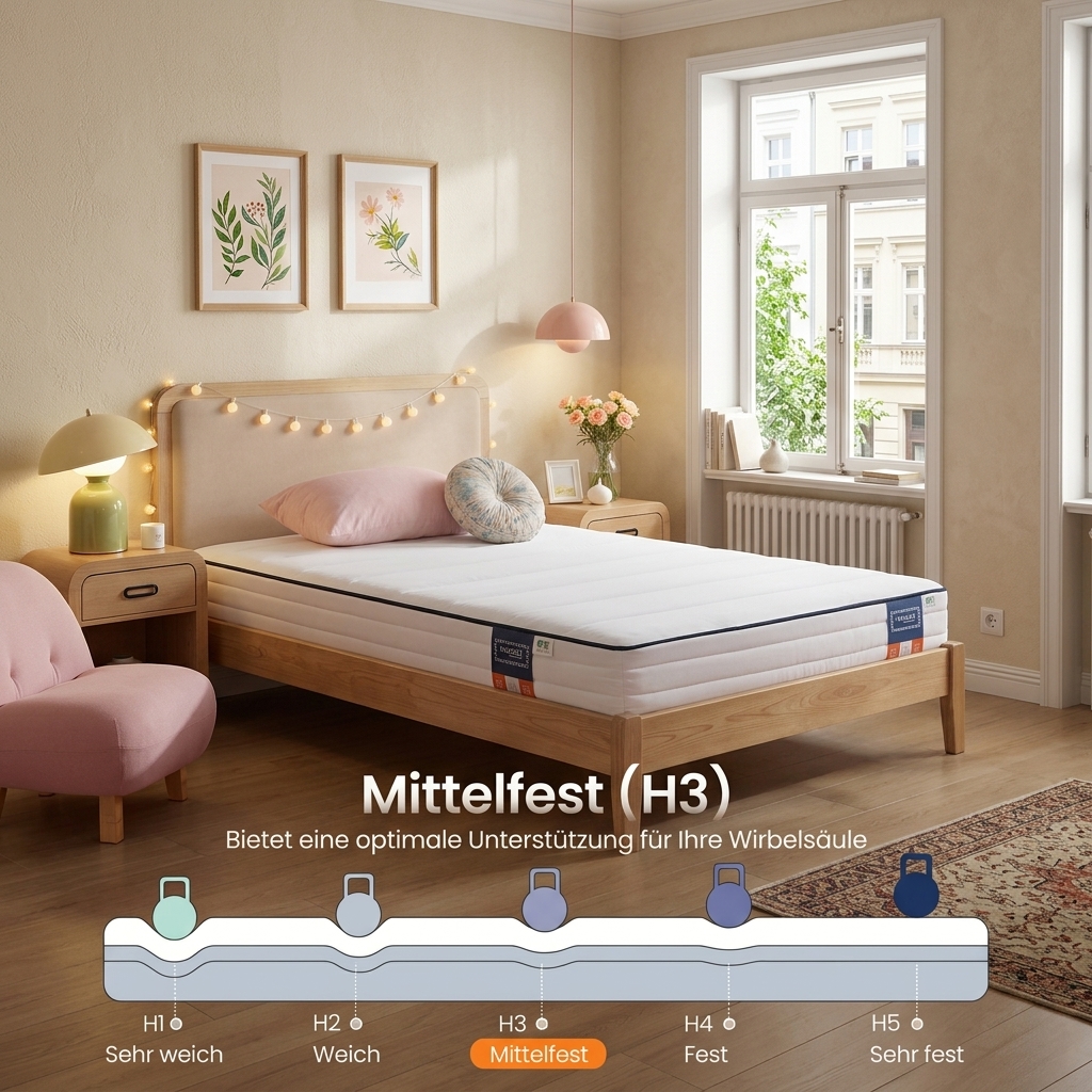 Mattress 90 X 200 X 12 Cm, Gel Memory Foam, 7-zone, Medium Firm, Removable Cover, Breathable, White