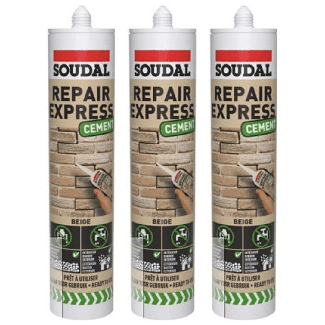 TEMU Pack Of 3 Soudal Cement And Crack Mortar Filler Beige 300ml