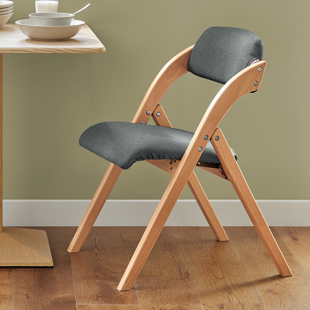 Image of 1 Folding Wooden Chair, Folding Garden Chair, Upholstered Dining Room Chair With Washable Cover, Folding Chair For Kitchen, Dining Room, Balcony, Garden, 1 Seat, 47.5x77x59cm Sobuy