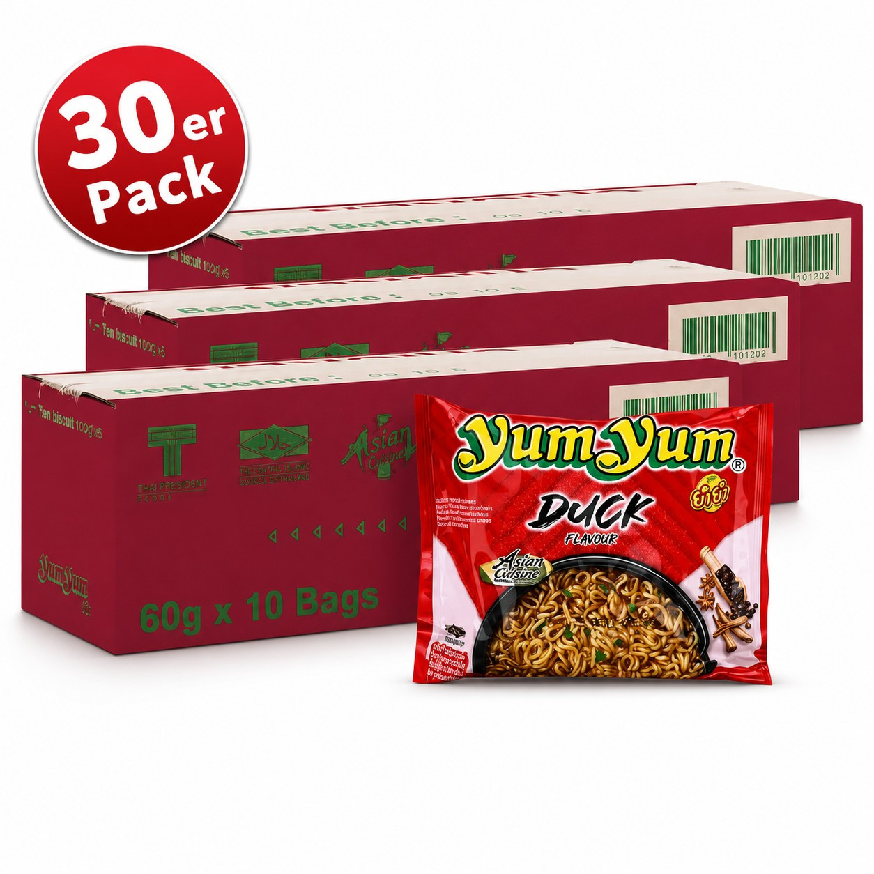 Image of Yumyum Instant Noodles Duck – Hearty Ready-to-eat Soup With Savory Duck Flavor – Quick Thai Snack & Aromatic Interim Meal – 30 X 60g Package
