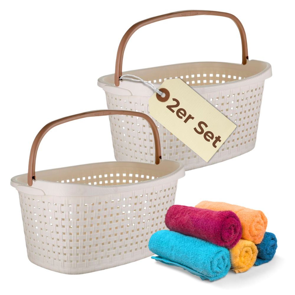 Laundry Basket With Handle 40 L Laundry Tub Washing Box Tub Washing Collector Laundry Basket Plastic Woven Design