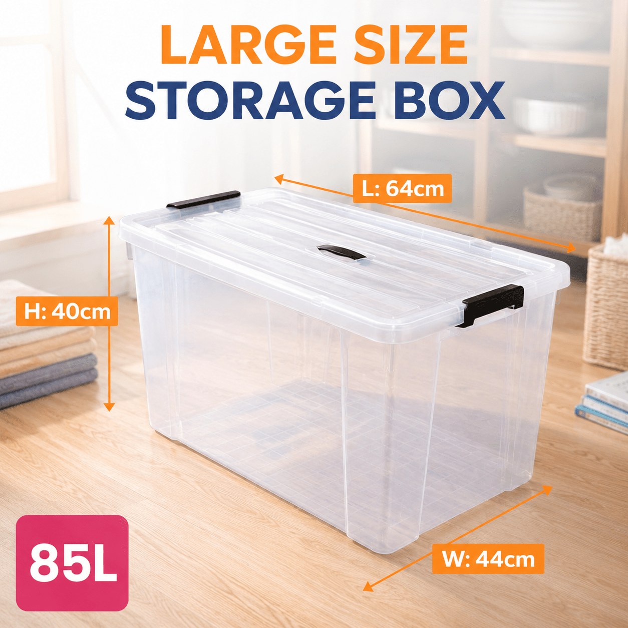 Set of 3 Plastic Storage Containers with Lids