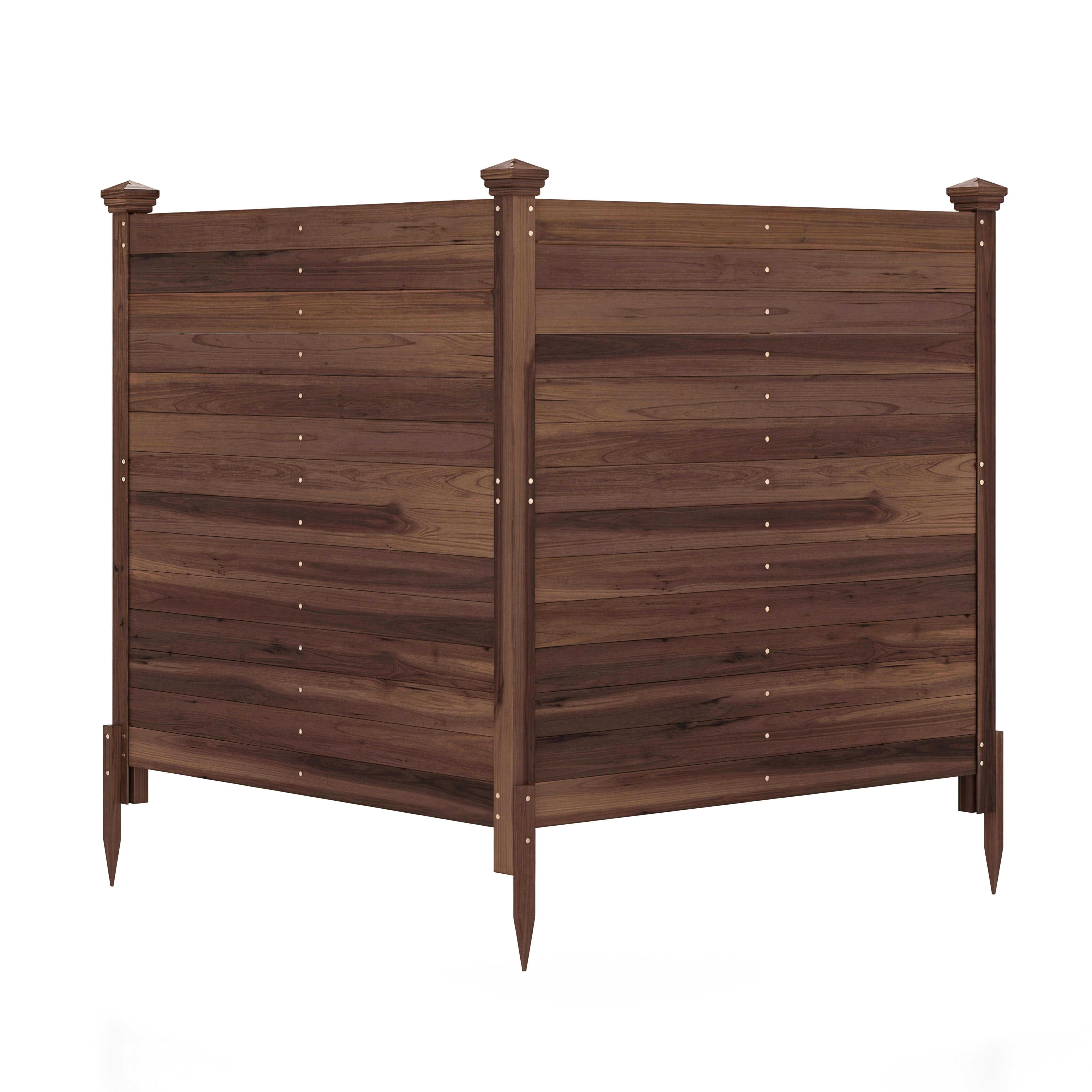 Image of Privacy Fence, 2-piece, 119 X 119 Cm, Garden Fence Made Of Fir Wood, Outdoor Wooden Fence Without Digging, With 3 Posts
