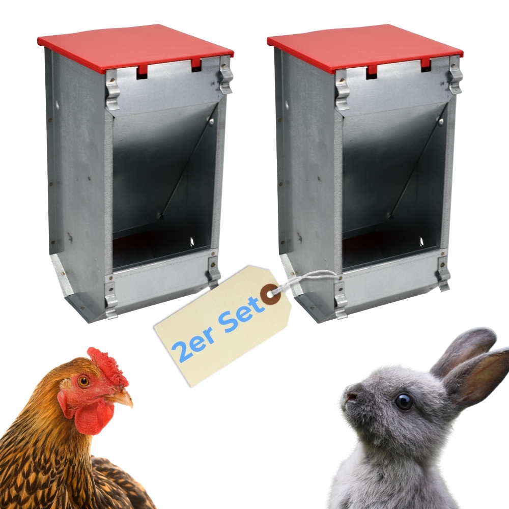 Chicken Feeder Automatic Feeder Chicken Coop Rabbit Feeder Poultry Feeder Trough With Lid Metal Feeder Rabbit Hutch