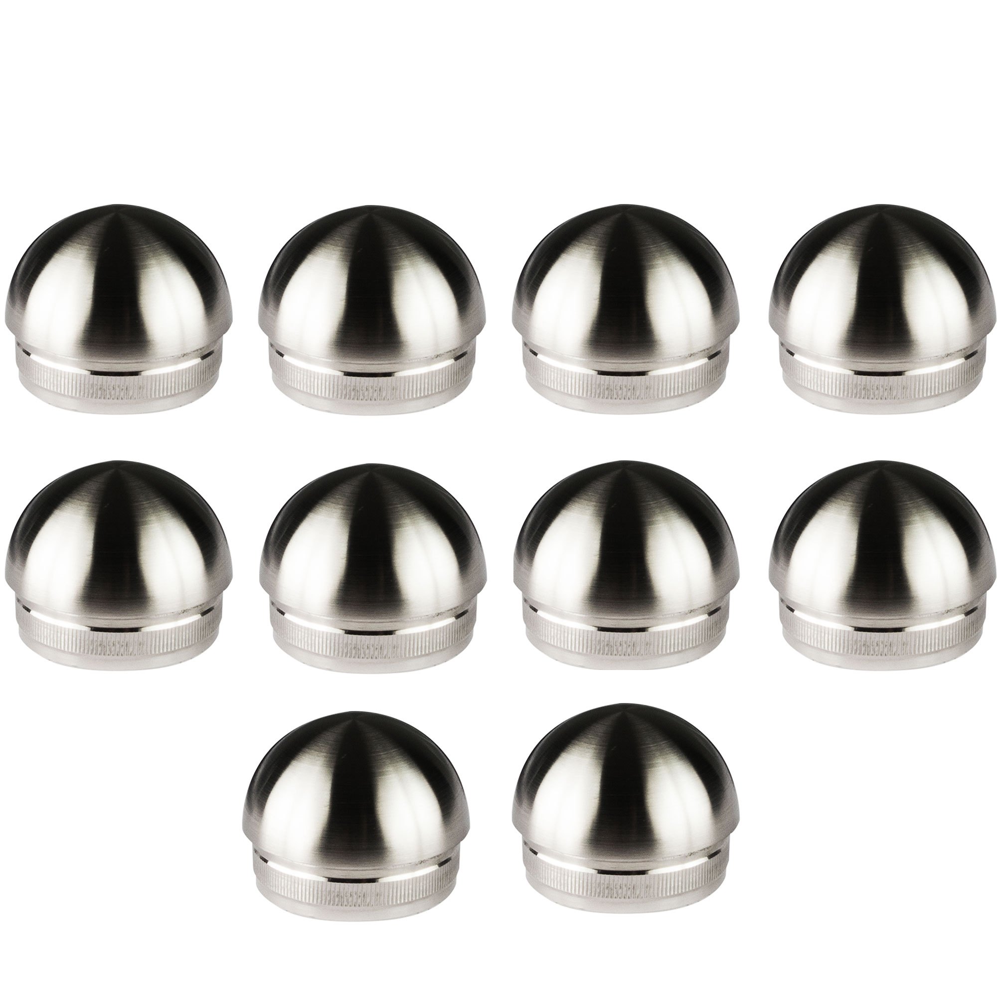 Image of 10pcs Of Stainless Steel End Pieces For 42.4 Mm Pipes - Semi-circular - V2a Fitting For Railing Handrail Balcony End Cap Brushed - Connection Cap Plug Stop Pipe End Cap Cover Cap Pipe Stopper