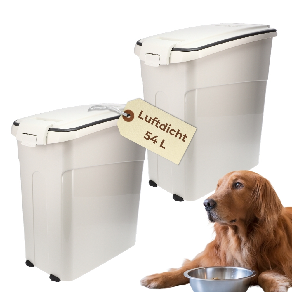 Image of 2-pack Airtight Feed Bin With Lid, Horse And Dog Food Storage Container, Dog Food Box, Dry Food Storage Bin, 54l