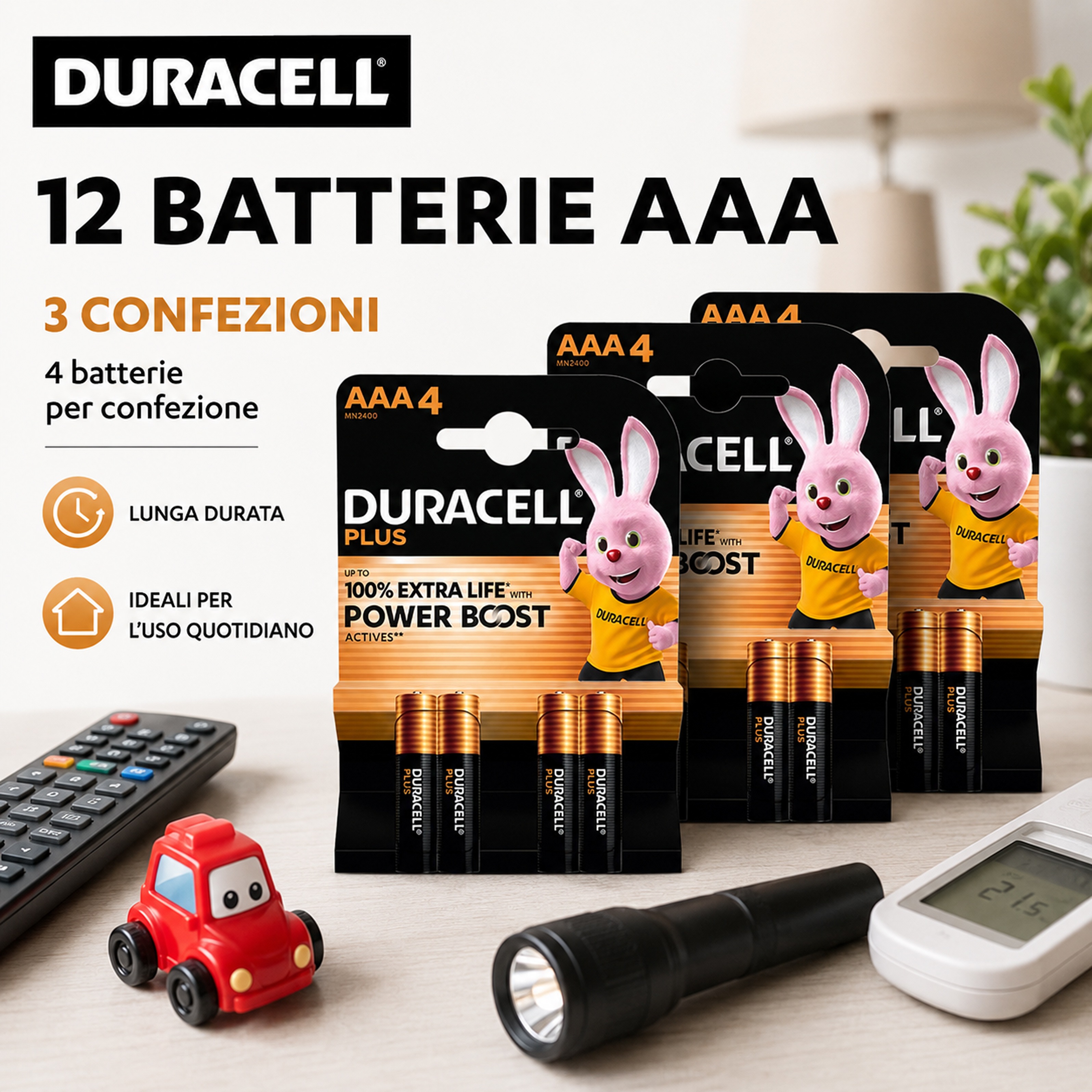 TEMU DURACELL Plus Batterie AAA LR03 1,5V �� Batterie a Lunga con POWER BOOST�� ACTIVES, Fino al 100% di Extra, Protezione Anti-Perdita, Conservazione