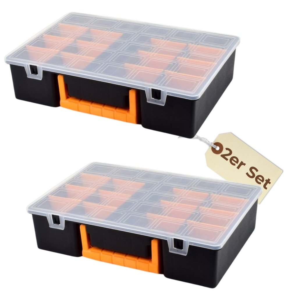 Image of Of 17-compartment Small Parts Organizer With Carrying Handle, Sorting Box For Small Parts, Screw Organizer, Small Parts Magazine, Assortment Boxes