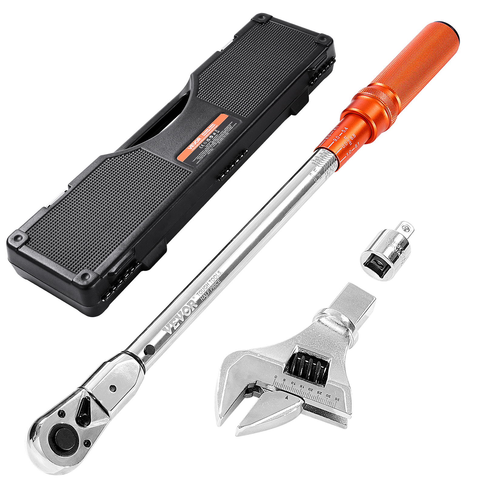 Image of Vevor Adjustable Click Torque Wrench, 1/2 Inch Drive, 20-160 Lbf-ft/27.1-216.8 N.m, Dual- And Dual Range Scales, 72-tooth, ±2% Precision, With Adapter Interchangeable Jaw And Ratchet Head
