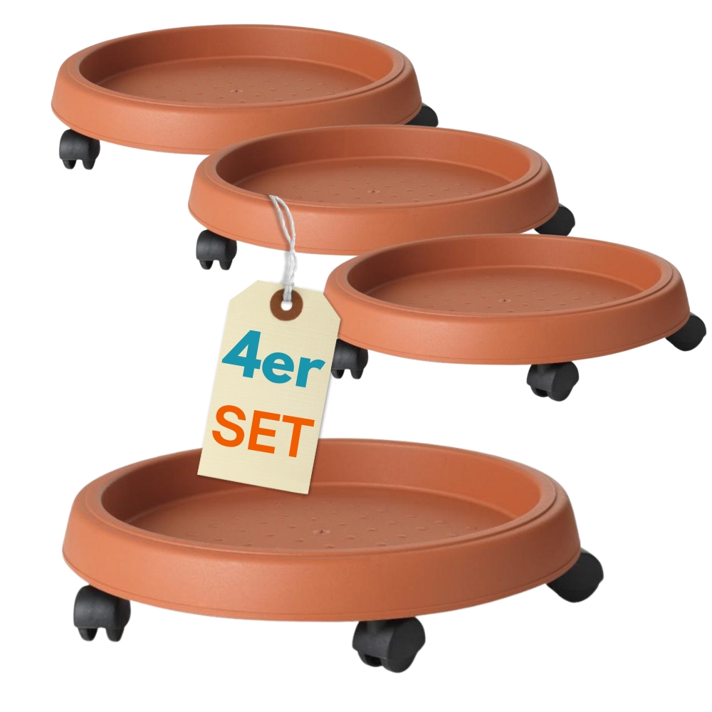 Image of 4-piece Set Round Plant Rollers, 25 Cm Rolling Board