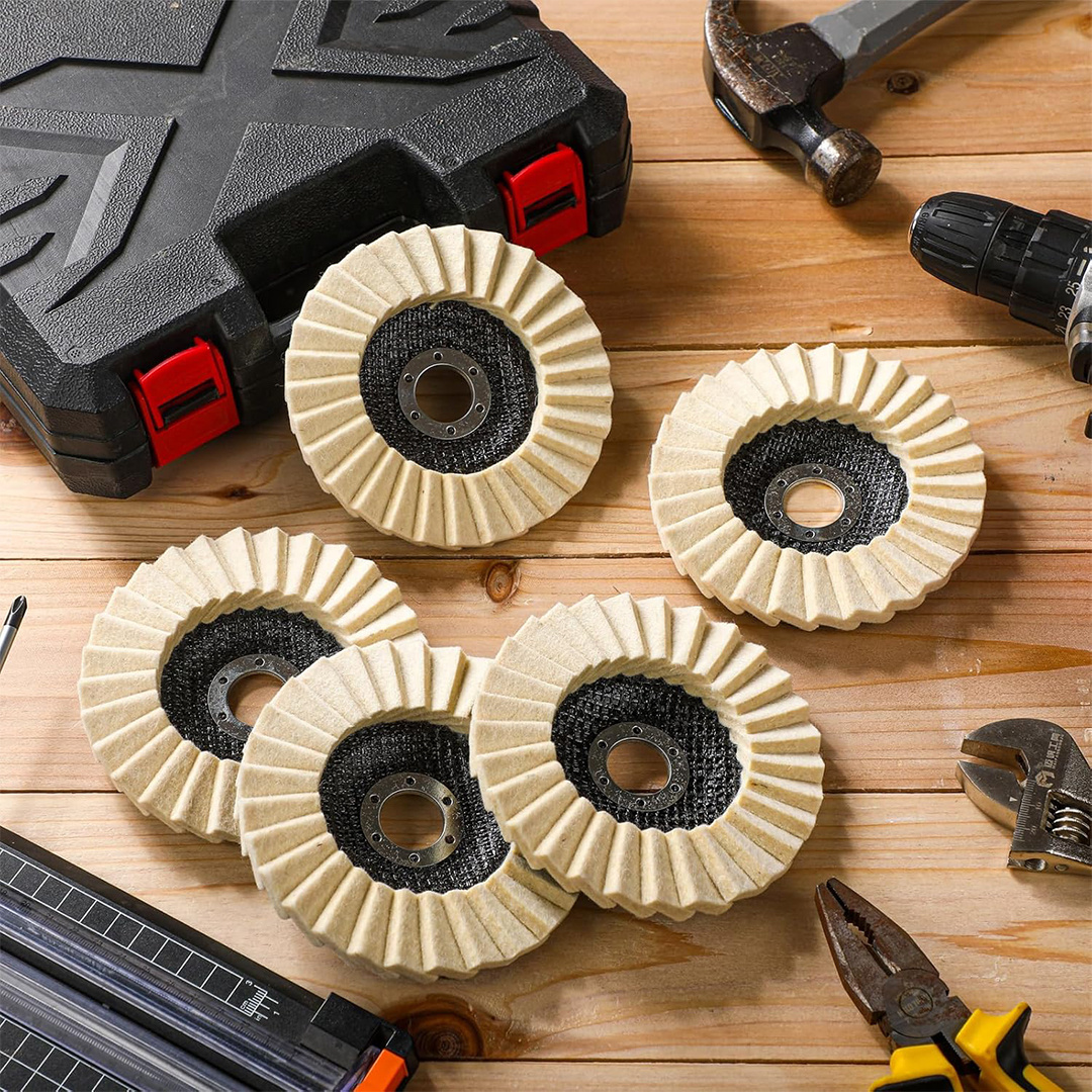 6pcs 5" Wool Flap Polishing Wheels for Angle Grinder
