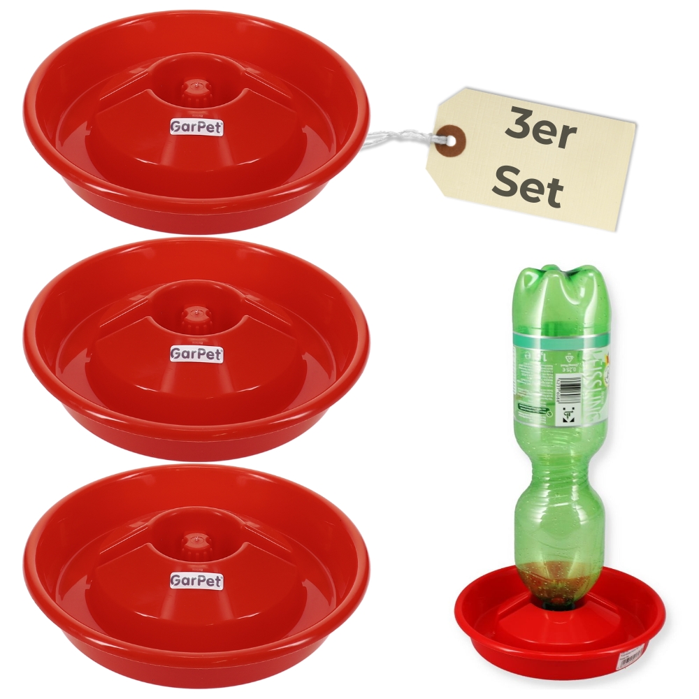 Image of 3-piece Set Water Bowl For Pet Bottle, Small Dispenser For Rodents, Birds, Poultry, Chickens, Chicks, And Insects