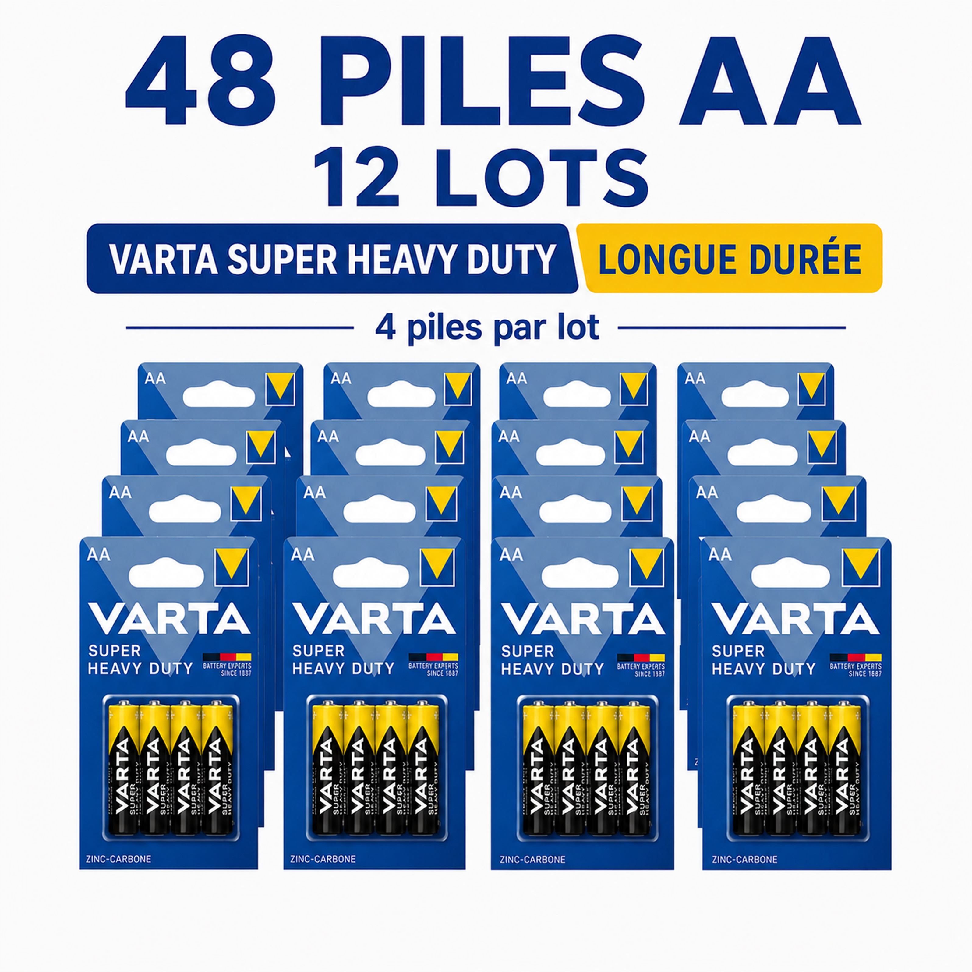 TEMU Piles VARTA Duty - AA 1,5 V R6 Lot de 10 pour télécommandes, horloges
