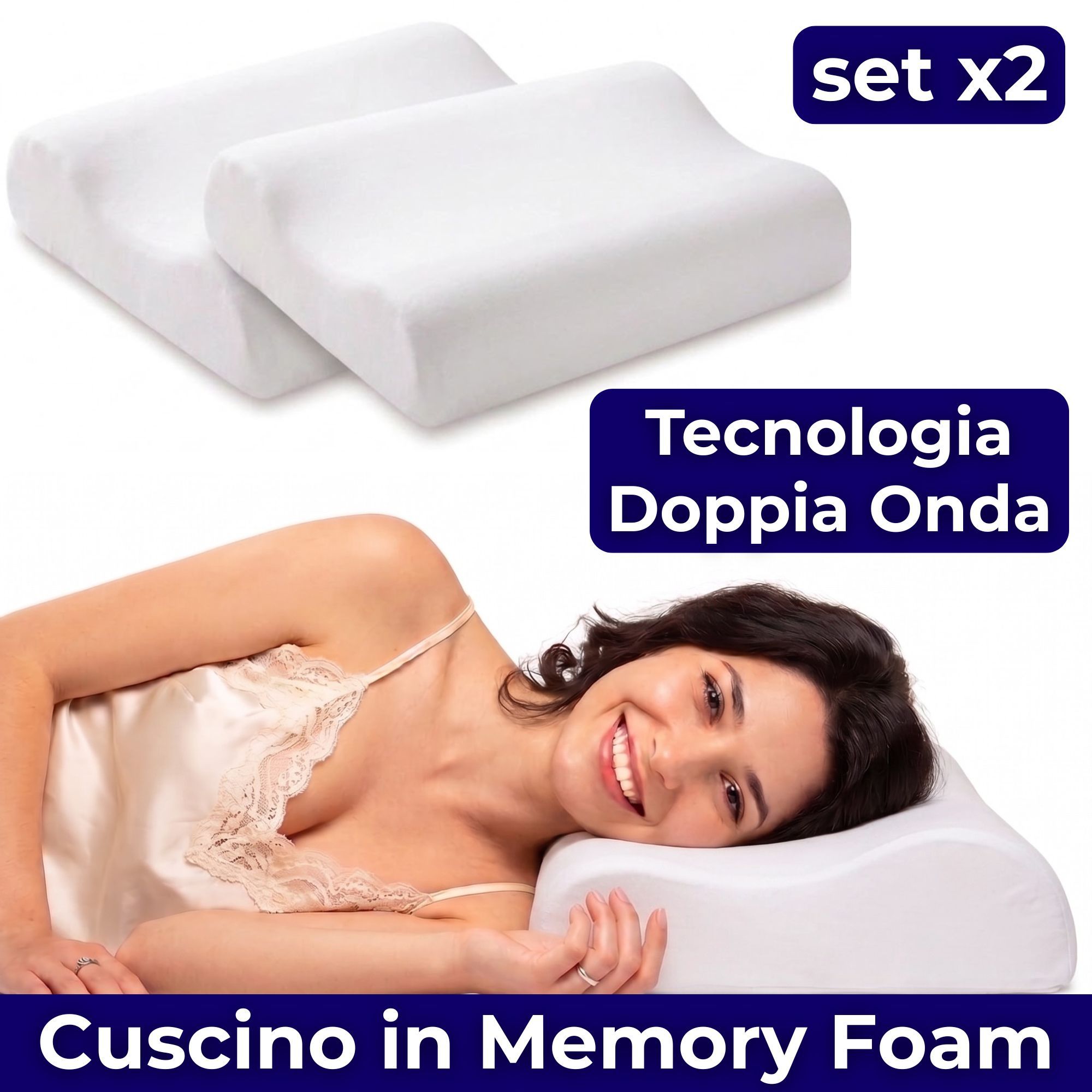 TEMU 2 Memory Foam Cervical Pillows For Sleeping With Technology, H8-11cm, Mixed Cotton Cover, Soft Neck Support Pillow, 40x67 Cm