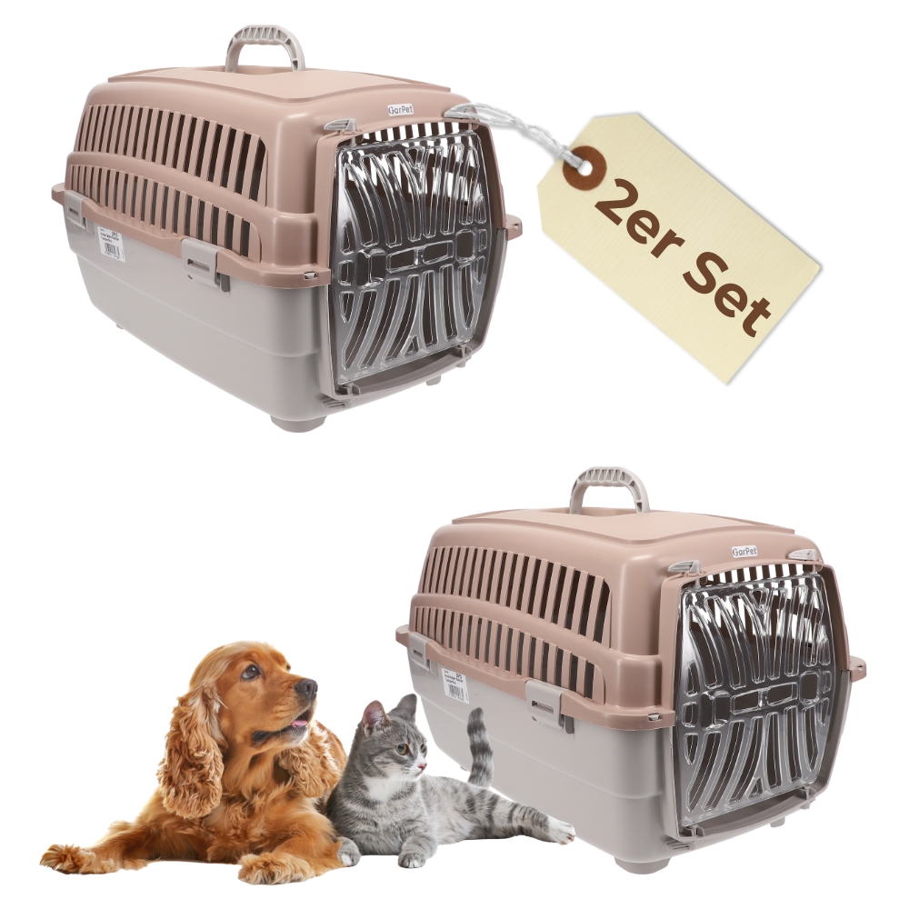 Image of 2-piece Set Dog, Cat, And Small Animal Carrier Crate