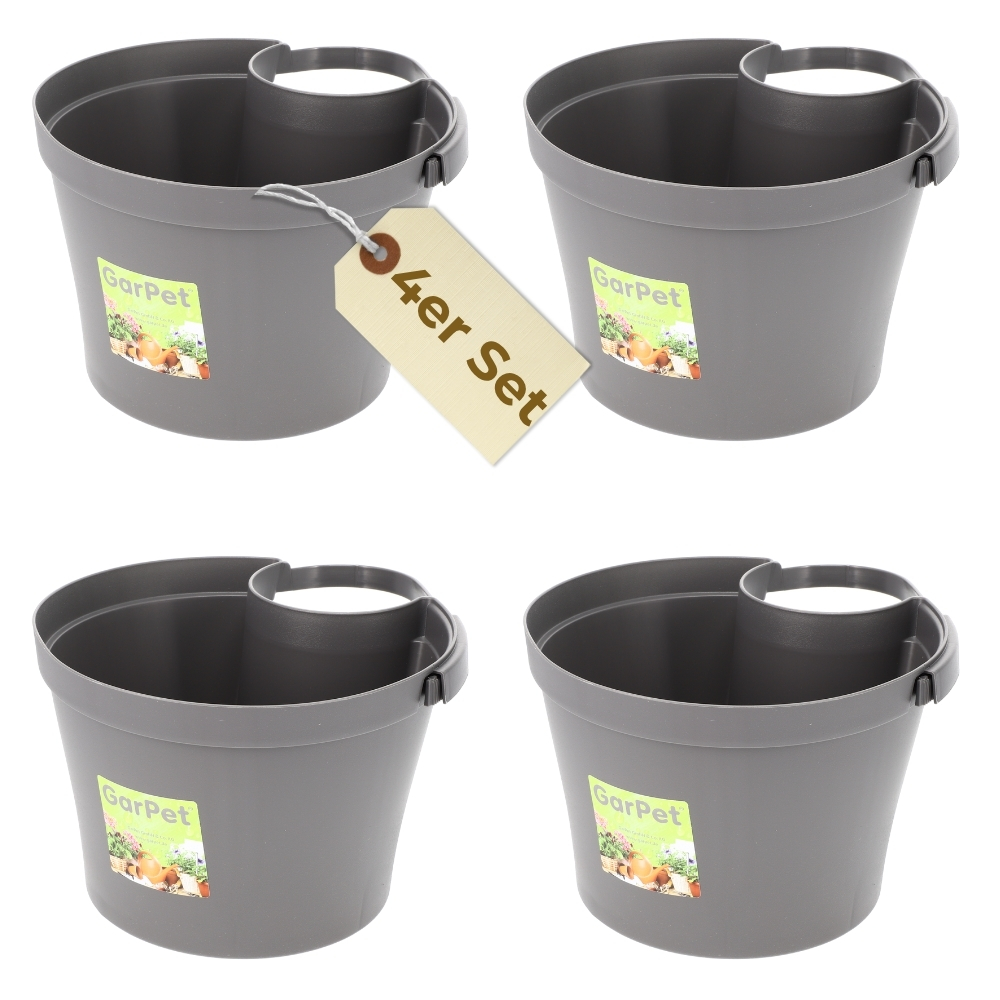 4-piece Set Downpipe Flower Pot For Rain Gutter, Gutter Column, Post, Drain Pipe, Hanging Planter, Plant Pot, Planter, Grey, 22x22x15 Cm