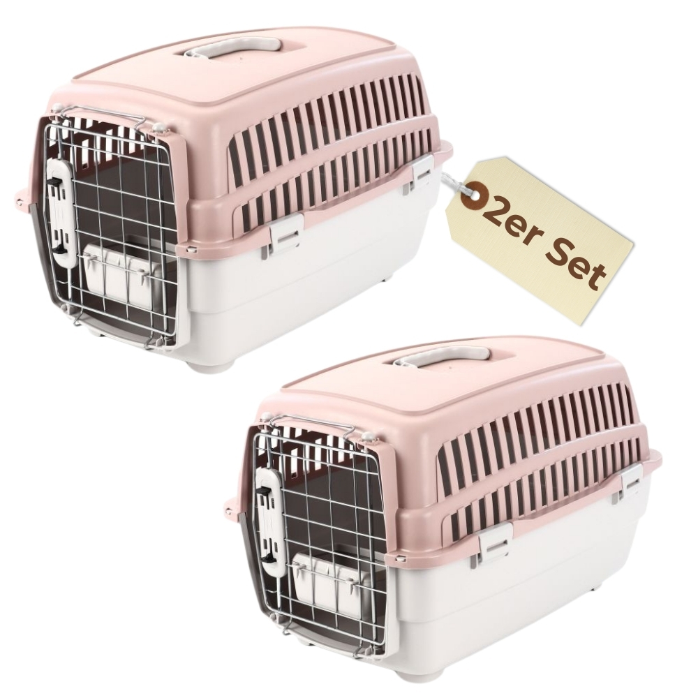 Image of 2-piece Set Airline , Airplane Dog Crate For Small Dogs And Cats, Pet Transport Box For 2 Pets, Cat Carrier, Size S