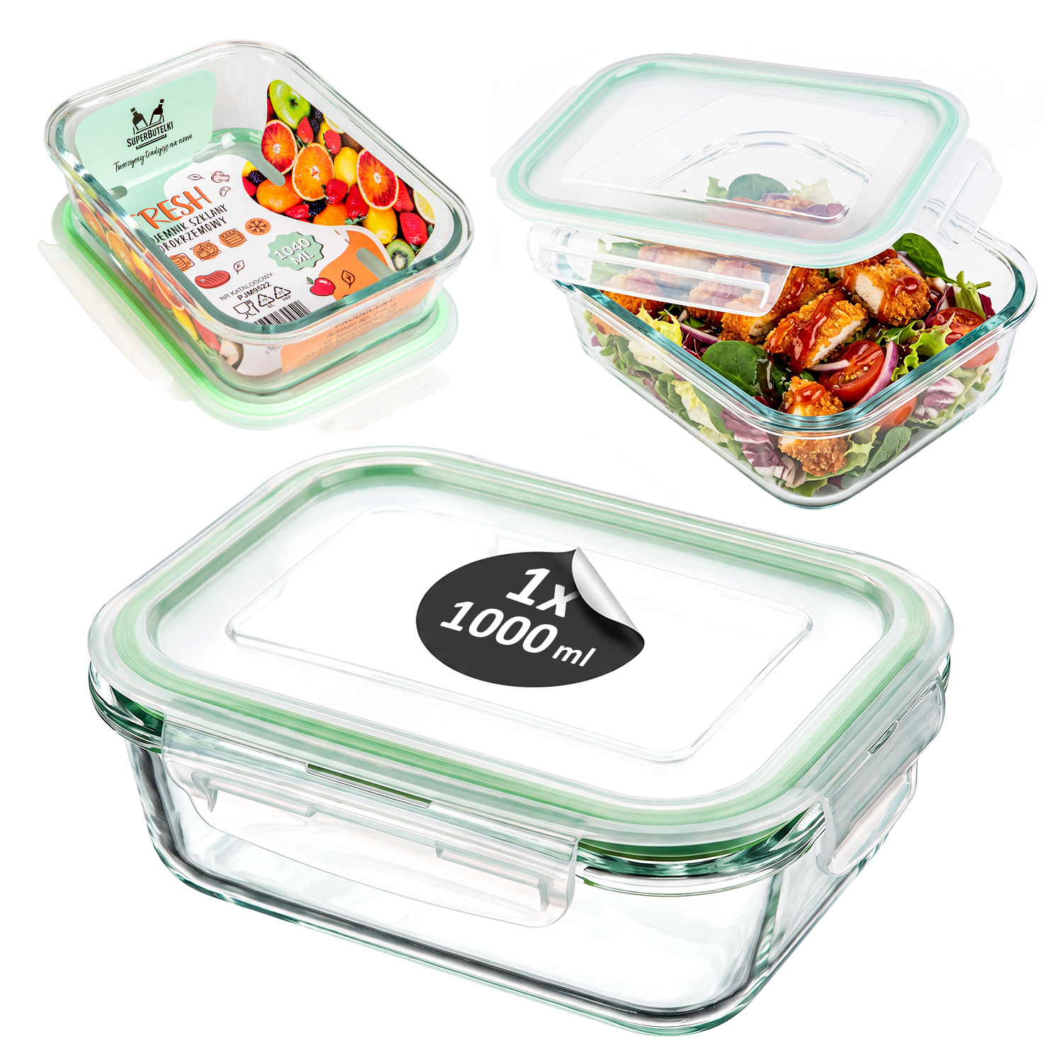 TEMU Boîte hermétique pour boîte à lunch, dessert, charcuterie froide, 1000 ml 1 L