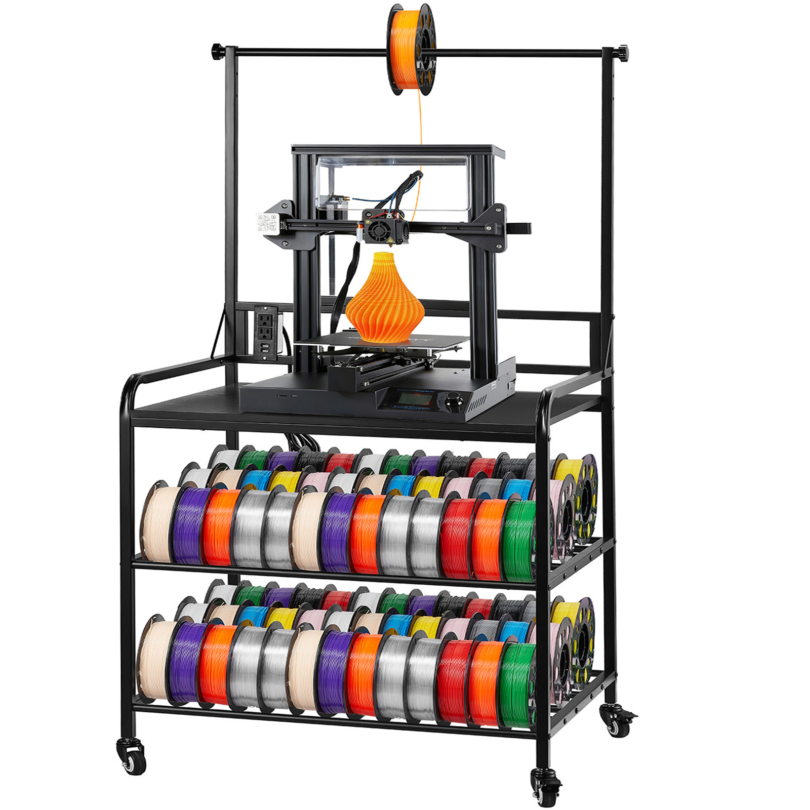 Image of Vevor 3d Printer Filament Storage Rack, 3 Tier Heavy Duty Storage Shelf, Rolling Filament Spool Holders Racks With Wheels, Filaments Organzied For 3d Printing Station, Office, Workshop (shelf Only)