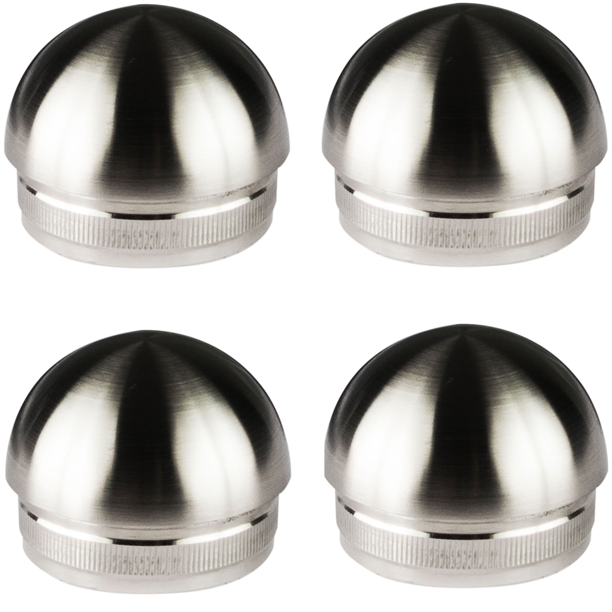 Image of 4-piece Stainless Steel End Caps For 42.4mm Pipes - Half Round - V2a Fitting For Handrail Balcony End Cap, Brushed - Plug-, Press Cap, Plug, Pipe End Cap, Cover Cap, Pipe Stopper