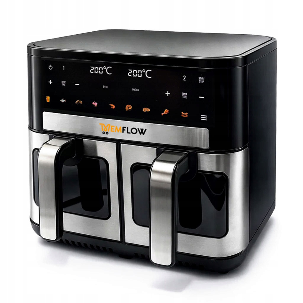 Air Fryer Fat-free Double Chamber 10l 2200w Large Xxl