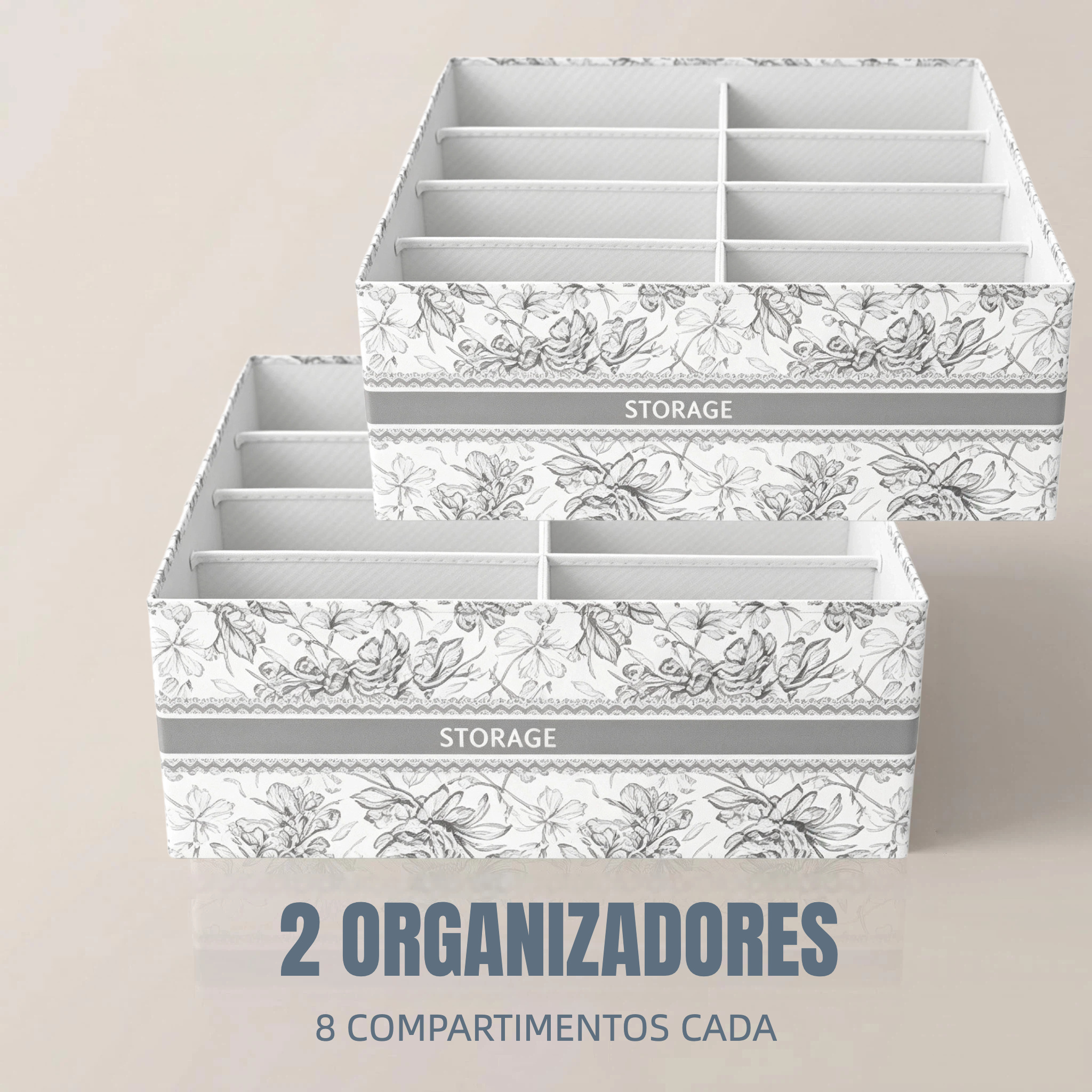 Image of 2-pack Closet Organizer For Underwear And Socks, 32x32x12cm Storage Box With 8 Independent Compartments, Large Capacity, Thick Non-woven Fabric For Wardrobe