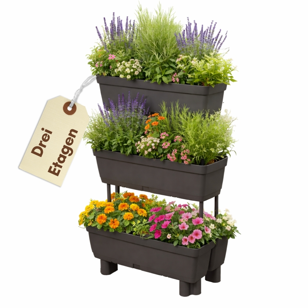 Image of Plant Pot With Privacy Screen, Raised Garden Bed For Balcony, 3-tier Vertical Planter With Privacy Screen, Flower Box, Balcony Plant Ladder, Plant Pyramid, Raised Bed For Garden