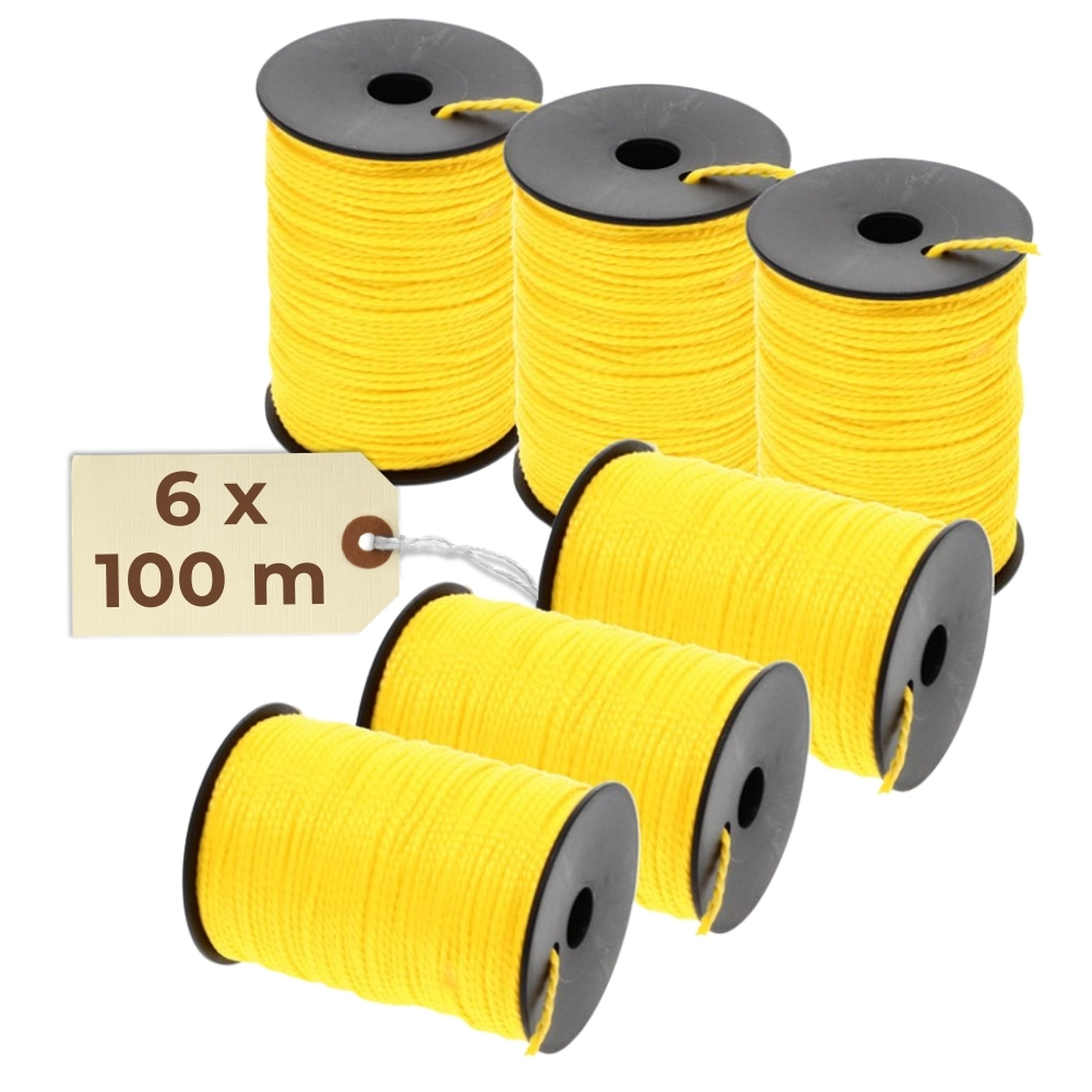 Image of Mason' Yellow 6pcs Set, , 2 Mm, Tear-resistant Cord, Tensioning Cord, Paving Cord, Building Cord, Mason', Lot Cord, Laying Cord, Marker Cord, Alignment Cord