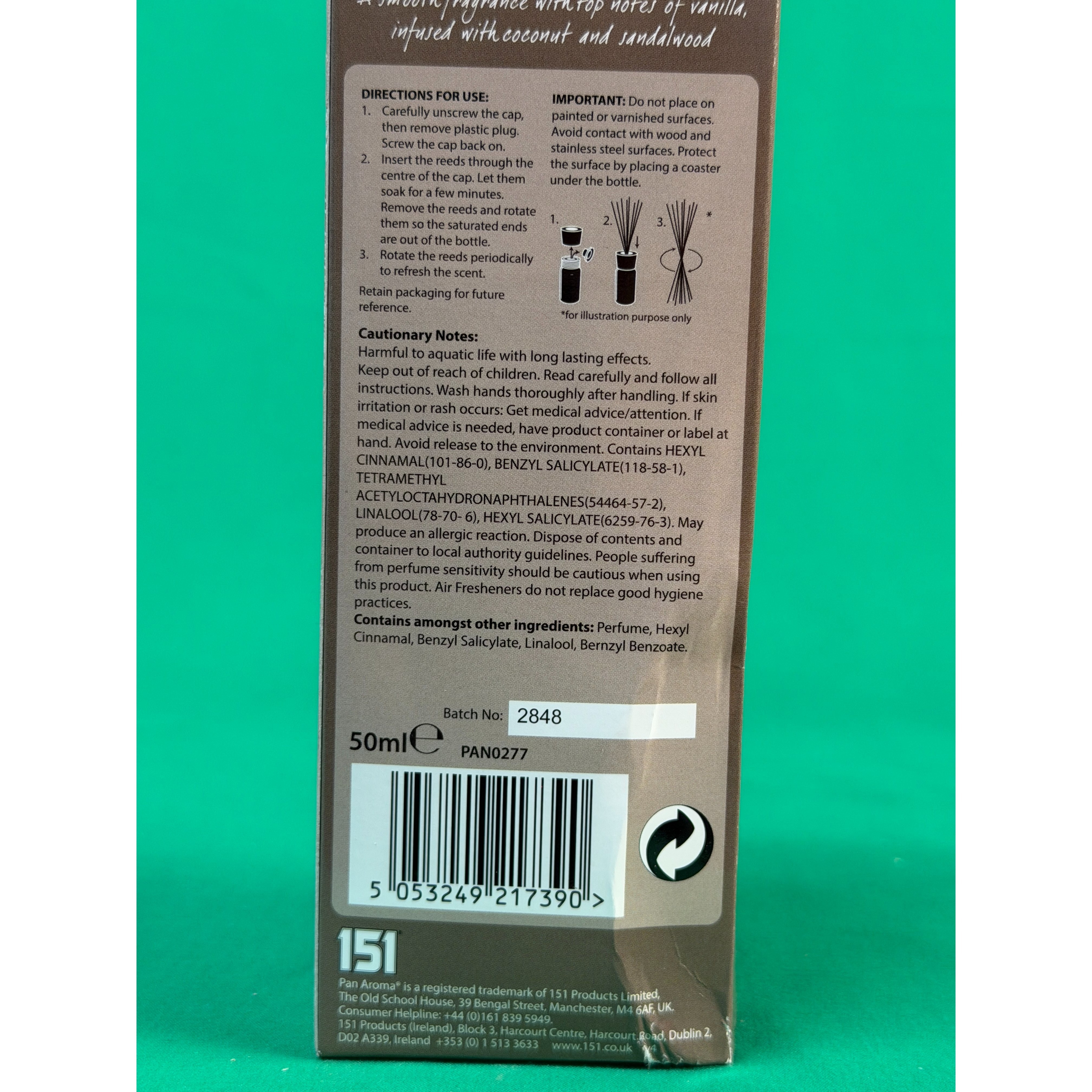 Pan Aroma Vanilla Bean Reed Diffuser 50ml