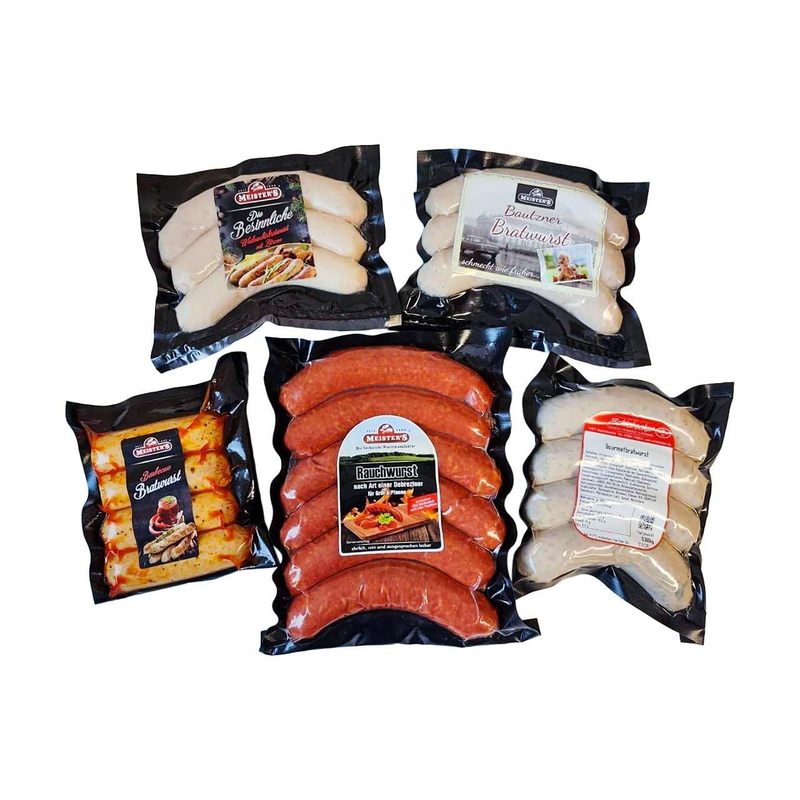 Image of Meister's Grill Package Bratwurst, Cheese Sausage, Smoked Sausage Debrecziner, Bbq Bratwurst Without Intestine, Christmas Market Grill Sausage, Roast Bratwurst In Food Package For Grilling & Roasting