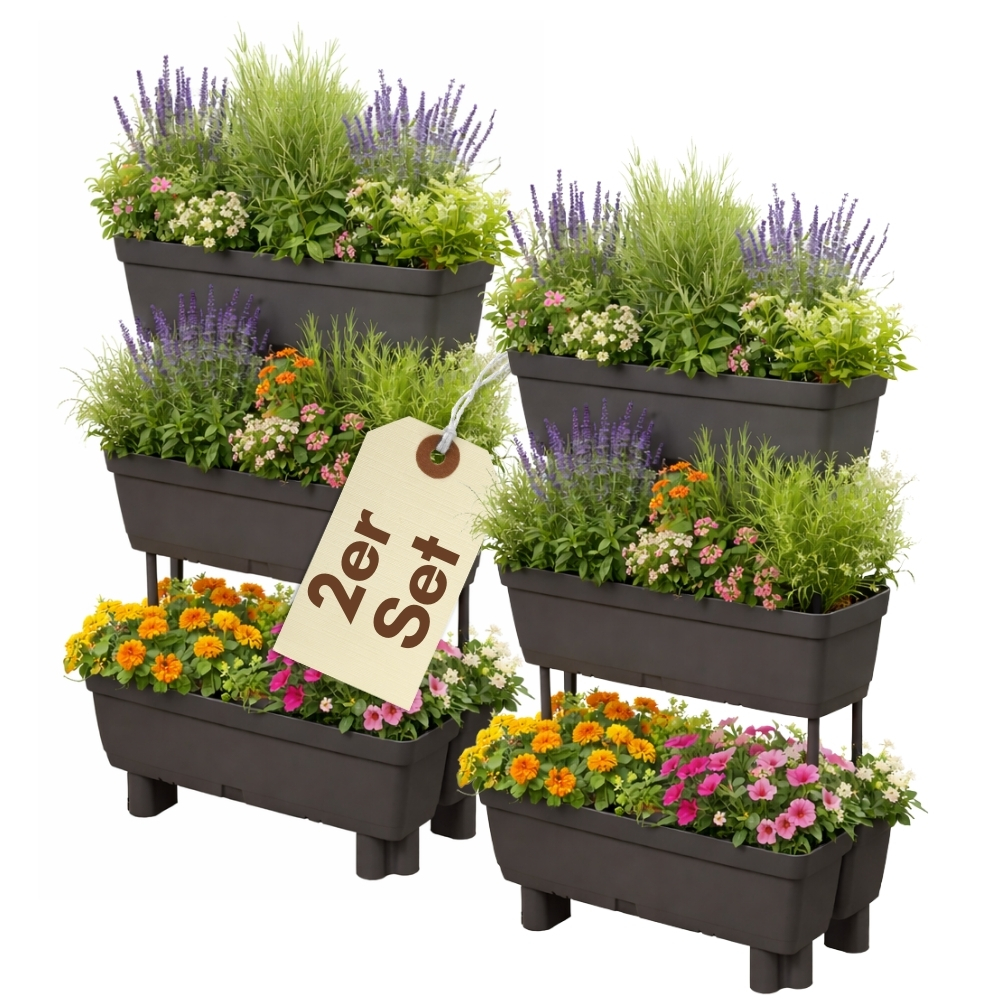 Image of Of Planters With Privacy Screen High Bed Balcony 3 Tier Vertical Bed With Privacy Screen Flower Box Balcony High Plant Ladder Plant Pyramid High Bed Garden