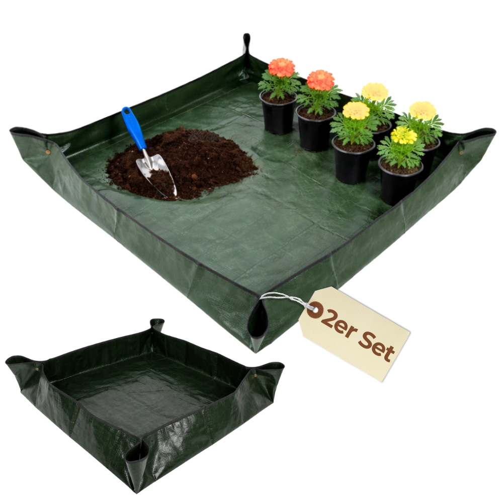 Image of 2-pack Waterproof Plant Repotting Mat, Foldable Plant Tray, Portable Plant Basin, Large Garden Mat, Transplanting Mat, Plant Accessories, Garden , 70x70