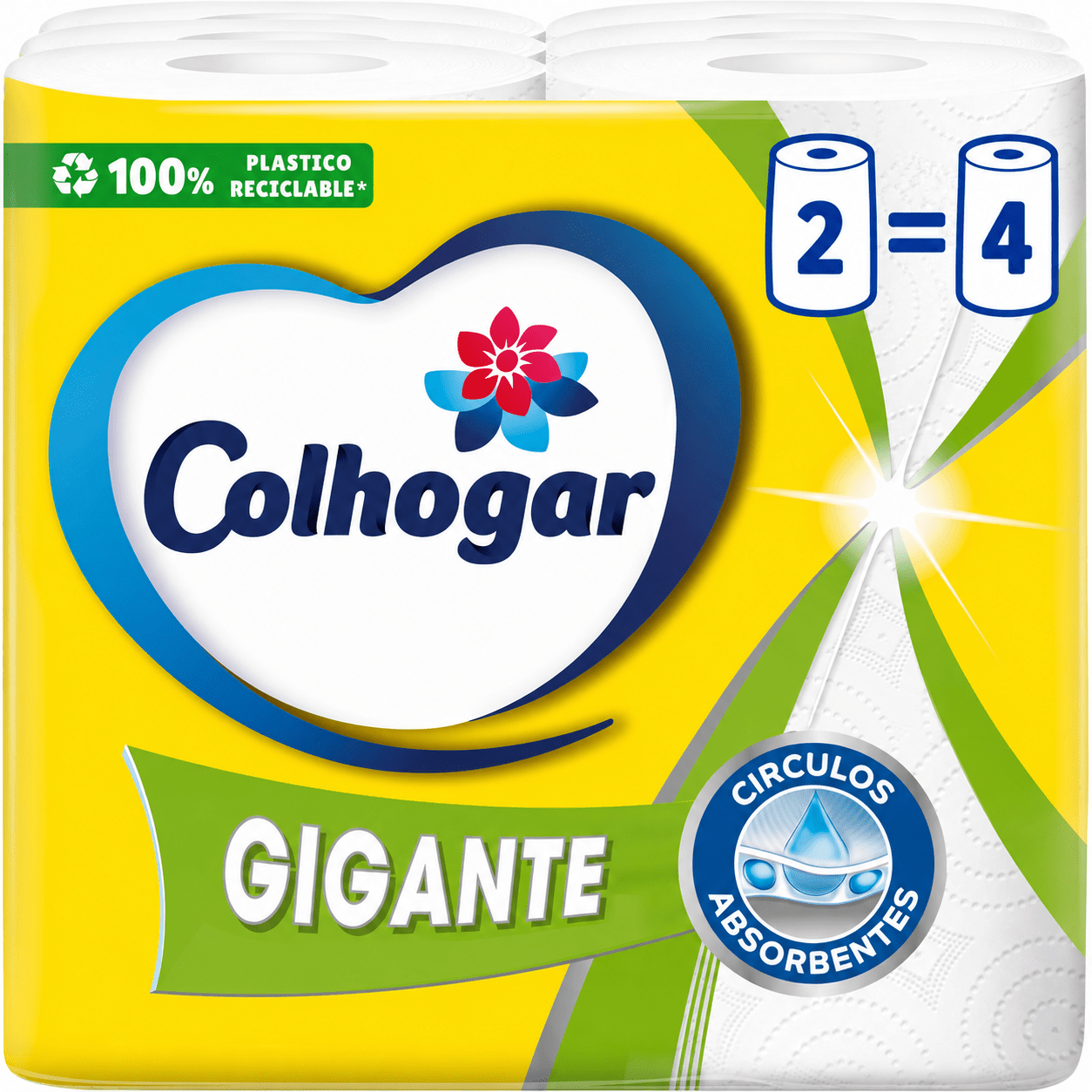 TEMU Colhogar Gigante x2 = 4 - Papel de Cocina Extra Absorbente y Resistente - Pack de 2 Rollos