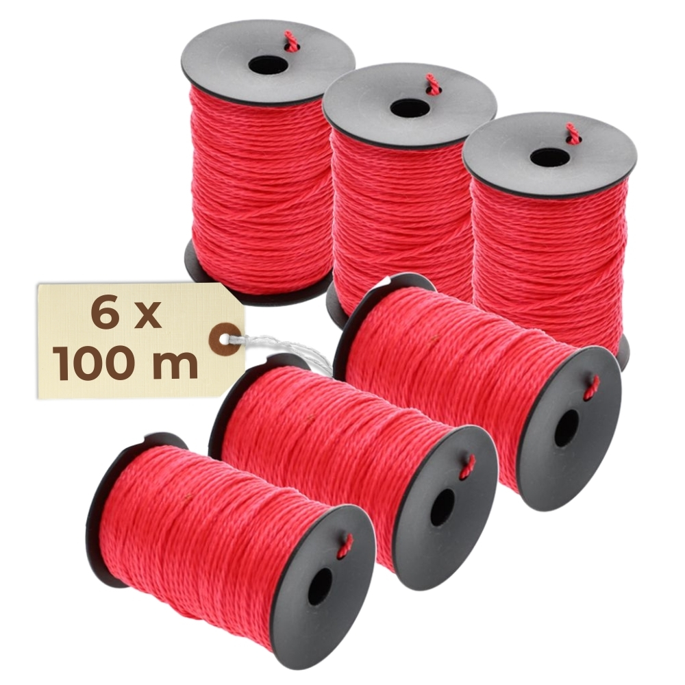 Image of Red Masonry Cord, 6-piece Set, , 2 Mm, Tear-resistant Cord, Paving Cord, Construction Cord, Masonry Cord, Plumb Cord, Tension Cord, Snap Cord, Laying Cord, Marking Cord