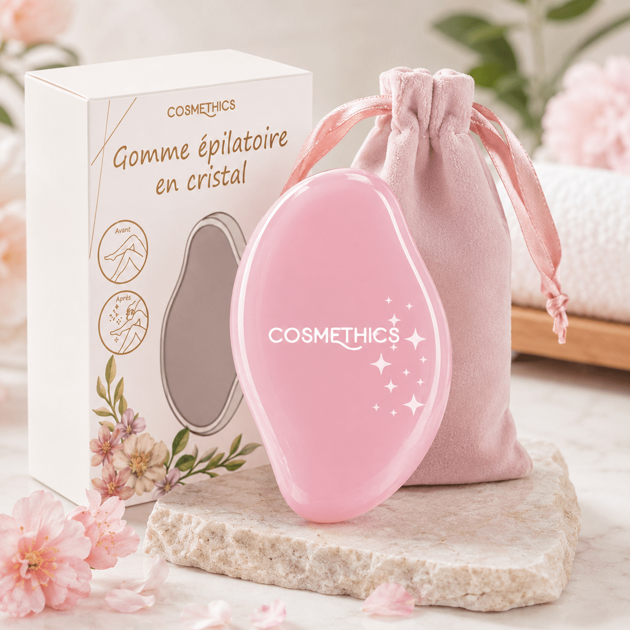 TEMU Gomme en Cristal Réutilisable pour – Accessoire de Soin de – avec Pochette