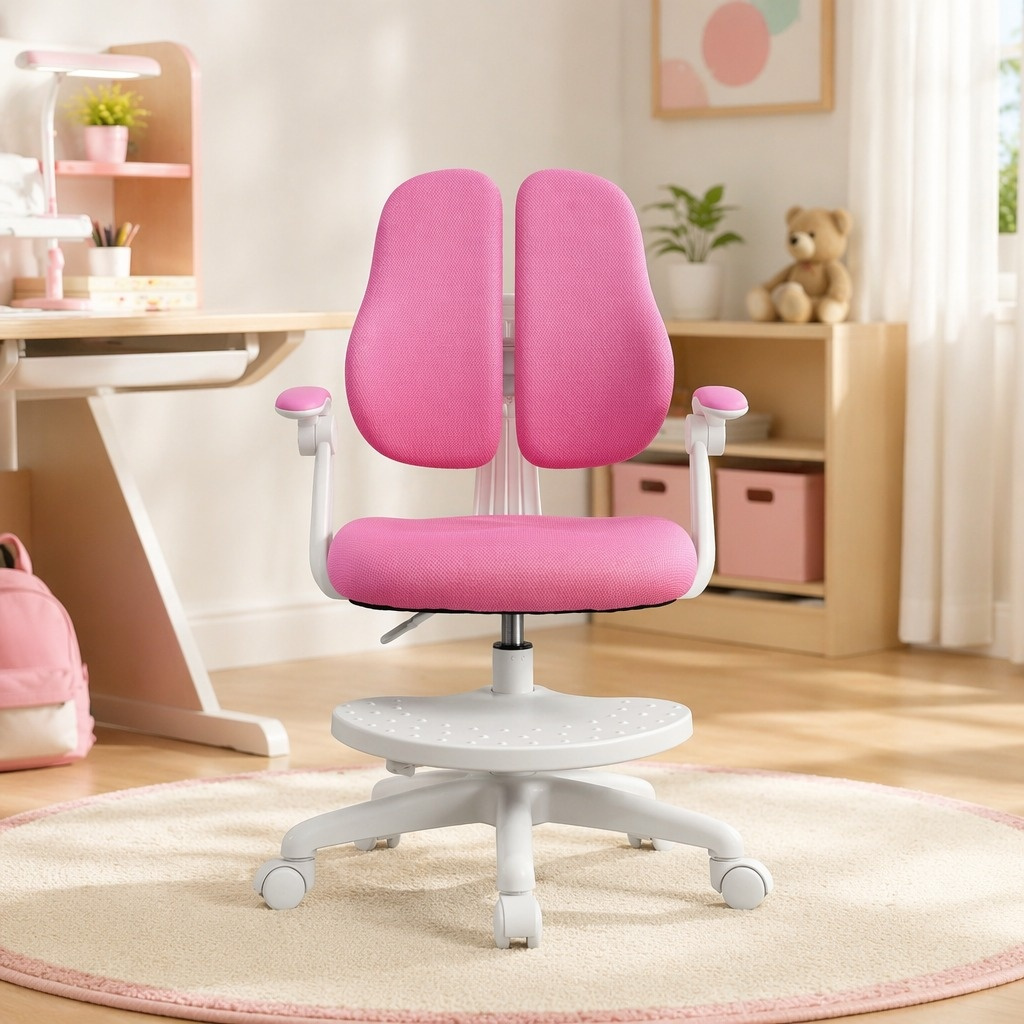 Image of Ergonomic Desk Chair, Height Adjustable Swivel Study Chair With Foot Pedal & Armrest, Comfortable Office Chair For Bedroom Study Room Homework Use