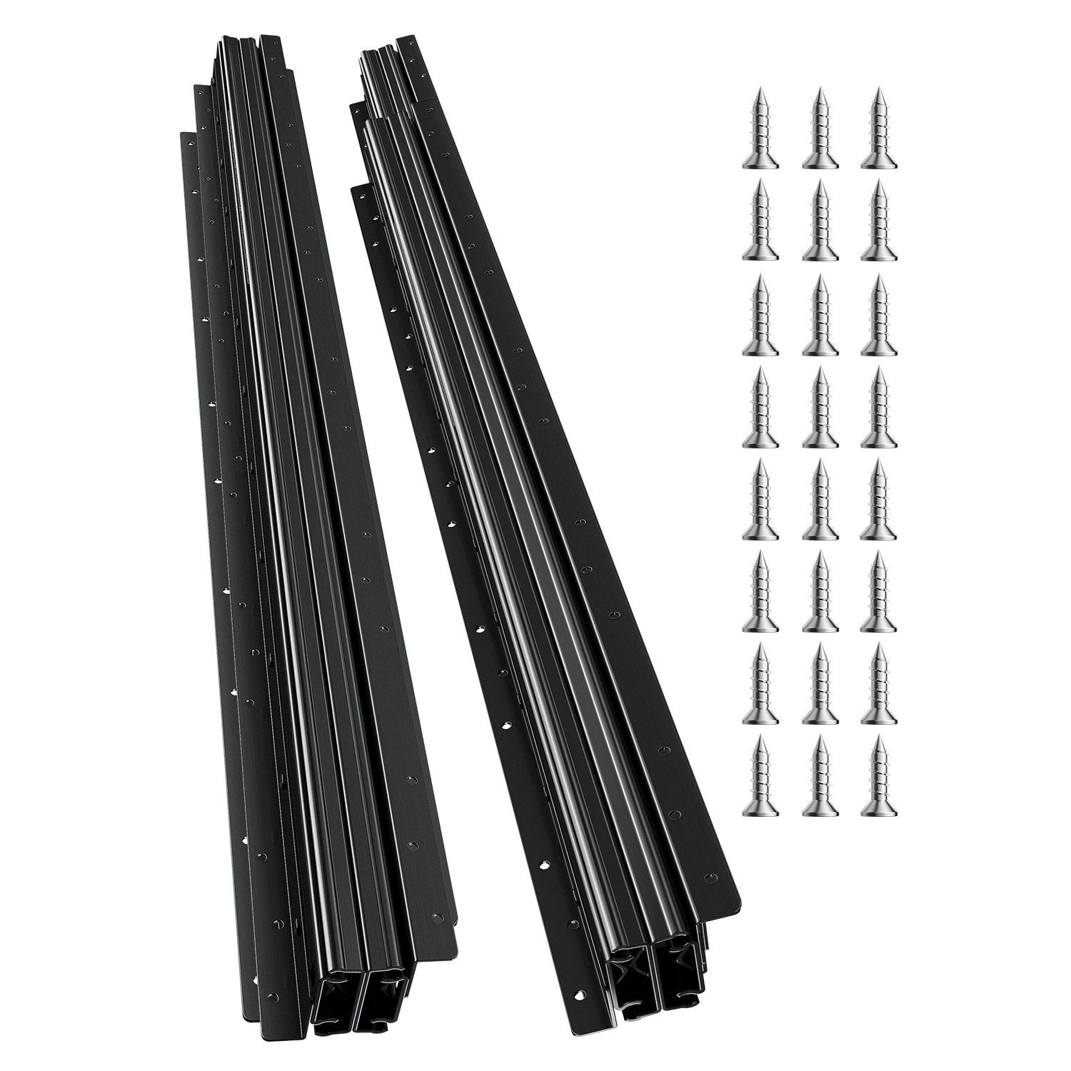 Image of Vevor Undermount Drawer Slides, 40 Inch, Full Extension Ball Bearing Under Stair Cabinet Rails, 260 Lb Load Capacity Heavy Duty Bottom Stair Cabinet Glides Track Runners, For Diy Replacement, Black