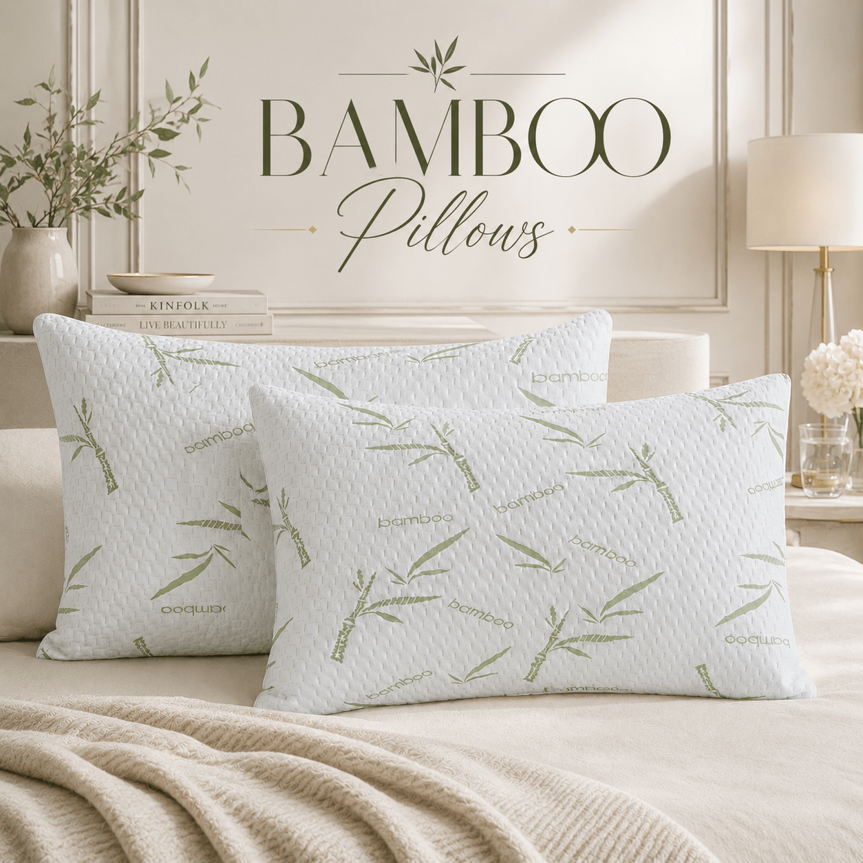 TEMU 4b Bamboo Pillow Breathable Sleeping Pillow For Side Back And Front Sleepers