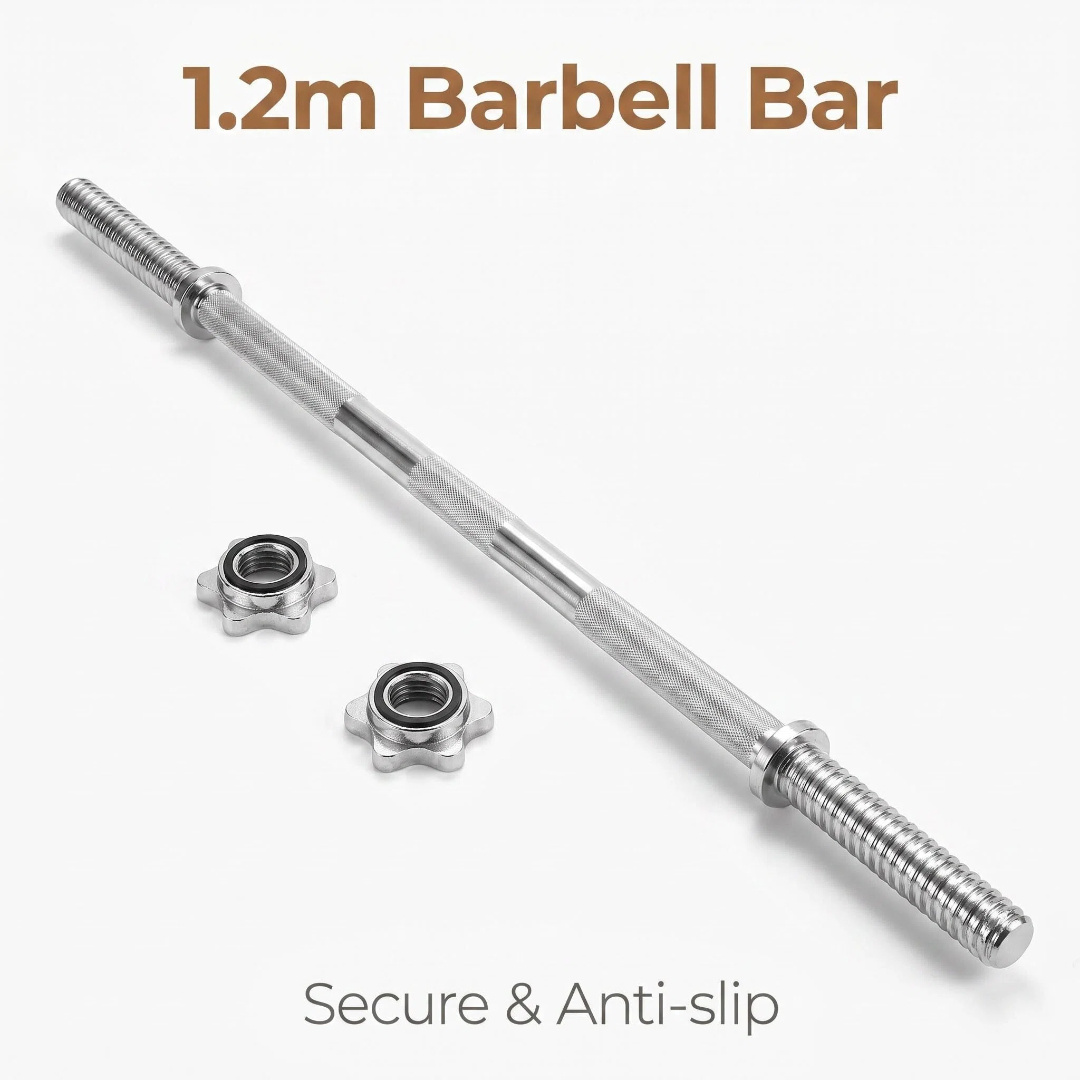 Image of Stainless Steel Dumbbell Bar, 25 Mm In Diameter, With Non-slip Handle, 100 Kg Weight Capacity, For Strength Training.
