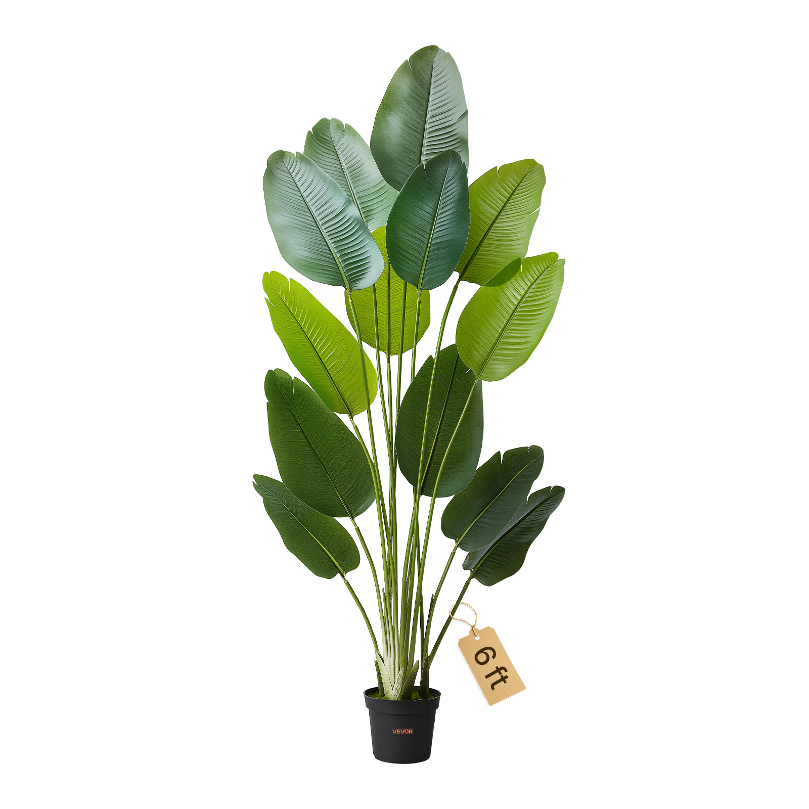Image of Vevor Artificial Bird Of Paradise 1829 Mm Tall, Fake Tropical Plants With With 13 Trunks & White Pot, Faux Floor , Large Trees For Home Office Living Room Decor House Warming, Indoor Outdoor