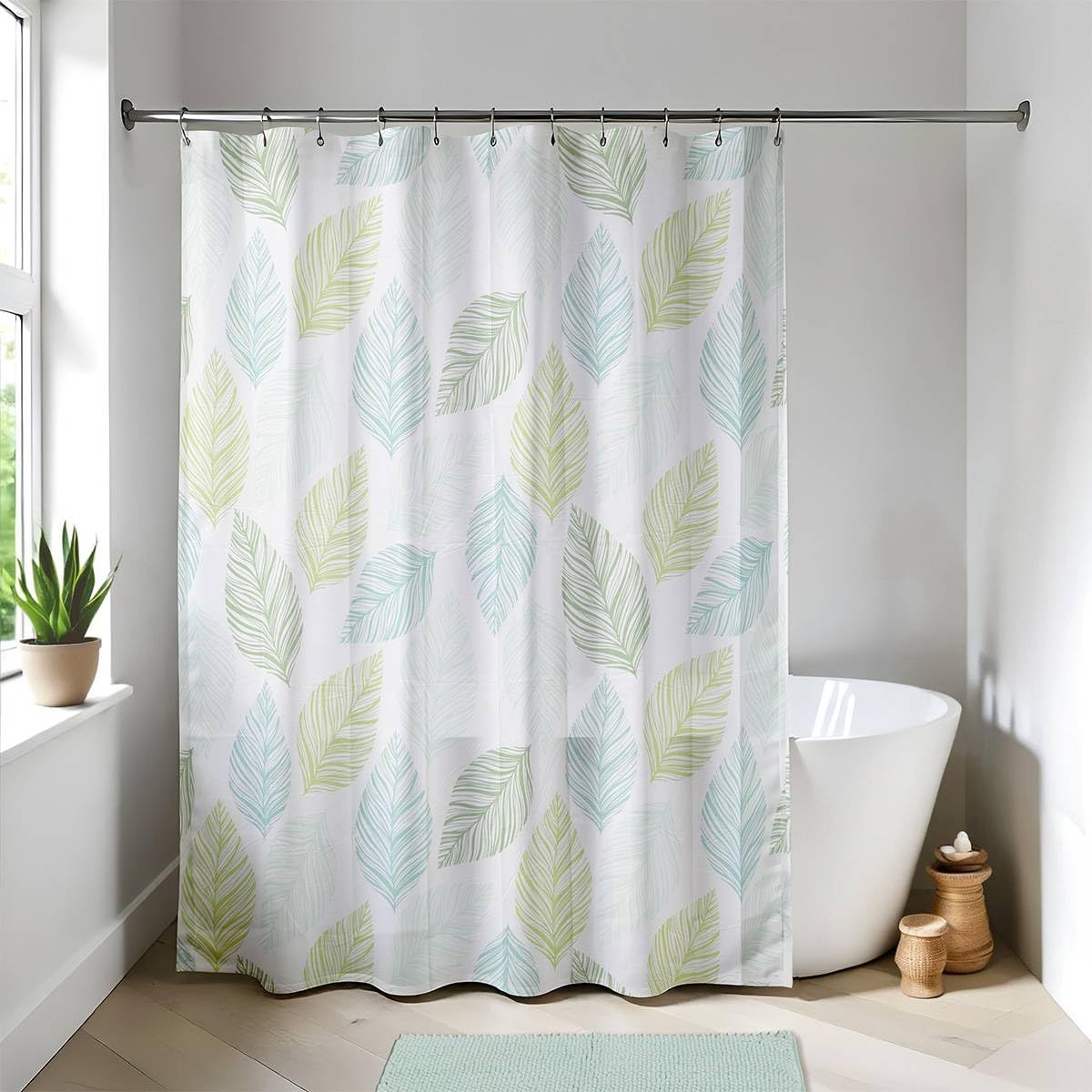 Shower Curtain 180x180 Cm - 12 White Rings - Garden Party - Bathroom - Curtains