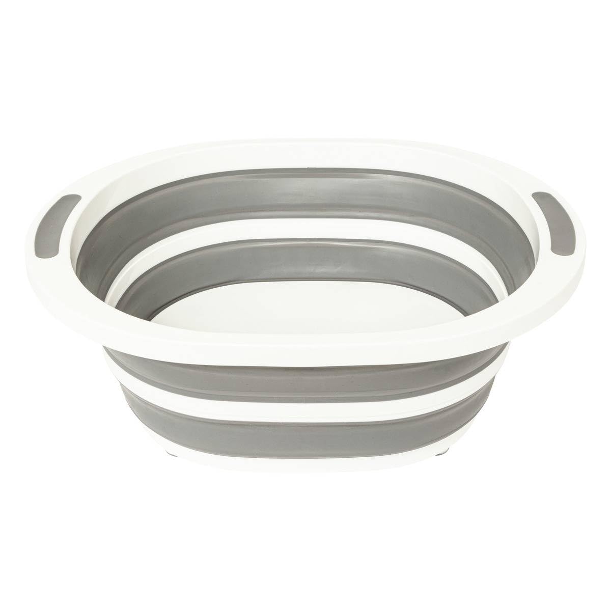 Retractable Sink Basin With Drain Plug, 8l - Foldable Dish Basin In Gray And White - Space- - 2 Non-slip Handles - For Kitchen, Laundry, Outdoor Use - 40 X X Cm