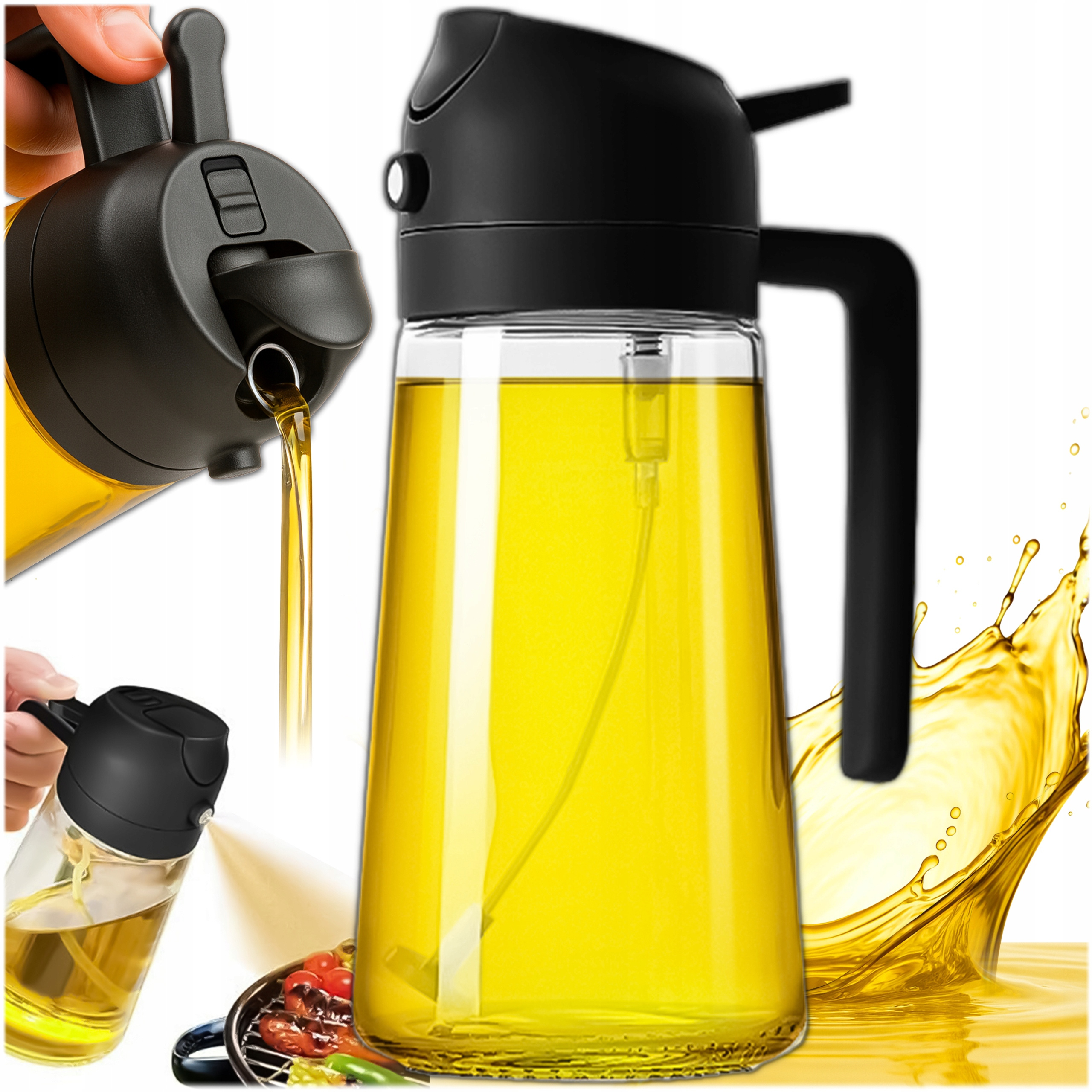 Olive Oil And Oil Bottle 450ml Glass With Dispenser And Spray