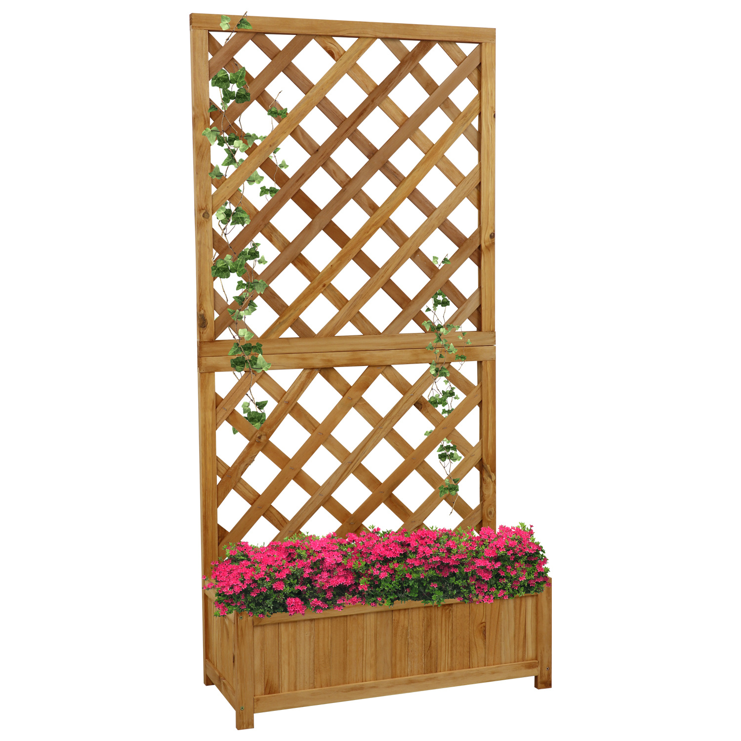 TEMU Woodside Aldburgh Wooden Garden Planter With Trellis – Freestanding Outdoor Flower & Climbing Plant Display