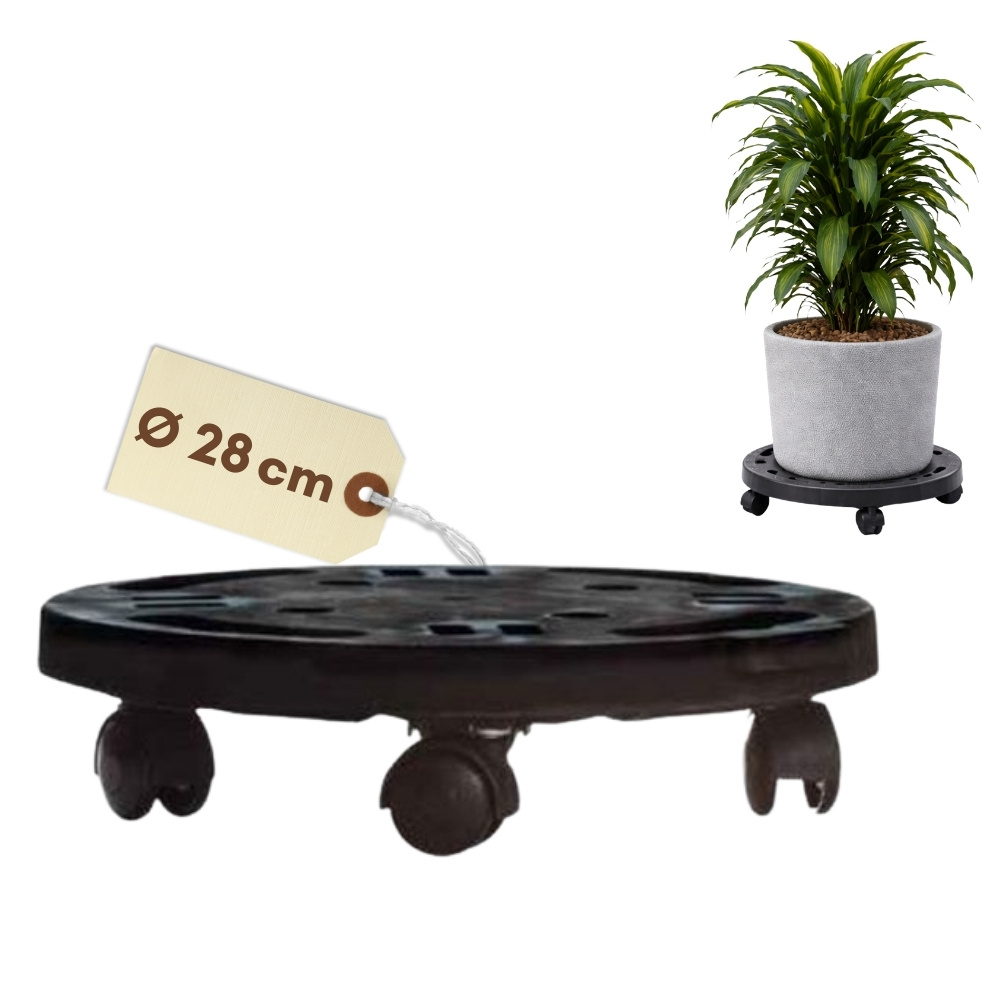 Image of Round Plant Roller Transport Board, Workshop Flower Roller, Outdoor Furniture Casters, Flower Pot Coaster With Wheels, Black, 30 Cm