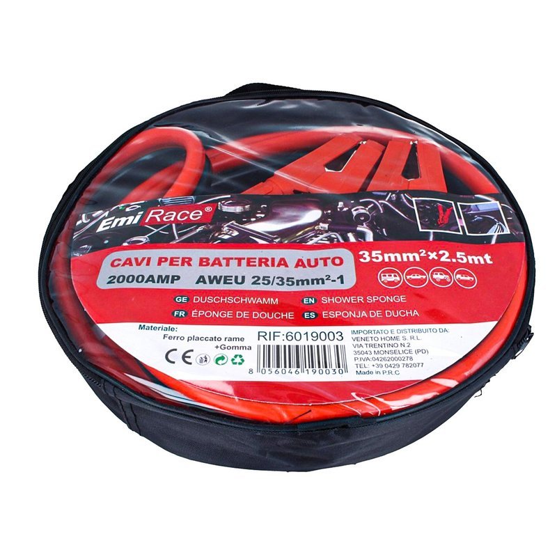 TEMU Car Battery Cables, 2000 Ampere Starter Cable, ² X 2.5 Meters, 2pcs Black And Red, For Car And Motorcycle Emergency Up To 5000cc