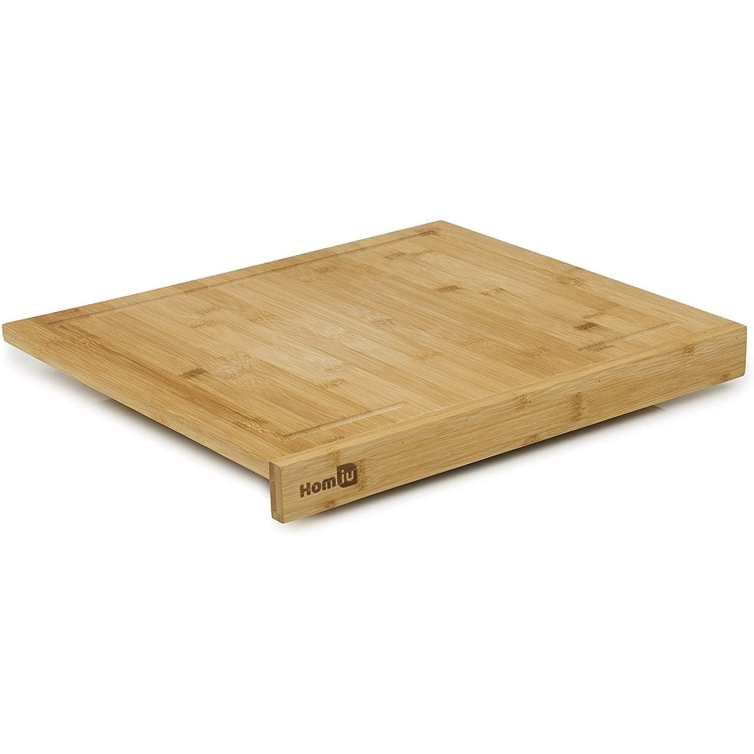Homiu Counter Edge Natural Bamboo Chopping Board, Thick Multipurpose Cutting Board for Meat, Fruits, Fish, Cheese, Vegetables, Large Durable Kitchen Tabletop Saver with Lip, Rustic Kitchenware Ideal for Meal prep,